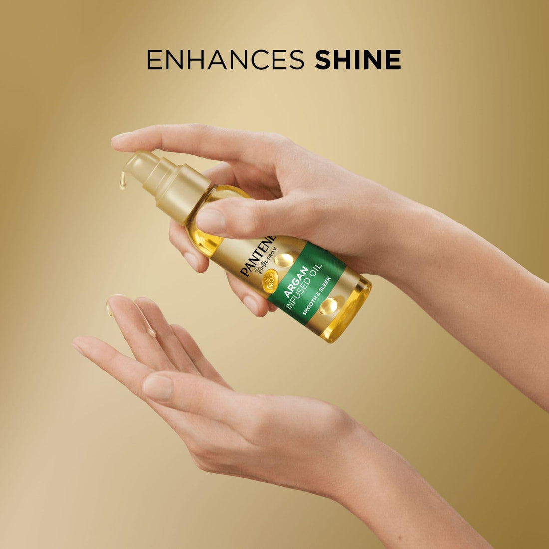Pantene Pro-V Smooth & Sleek Argan Infused Hair Oil 100ml for Frizzy, Dull Hair, Daily Leave In Nourishing Oil, Tames Frizz, Makes Hair Silky Smooth and Enhances Shine, With Pro-V Nutrients