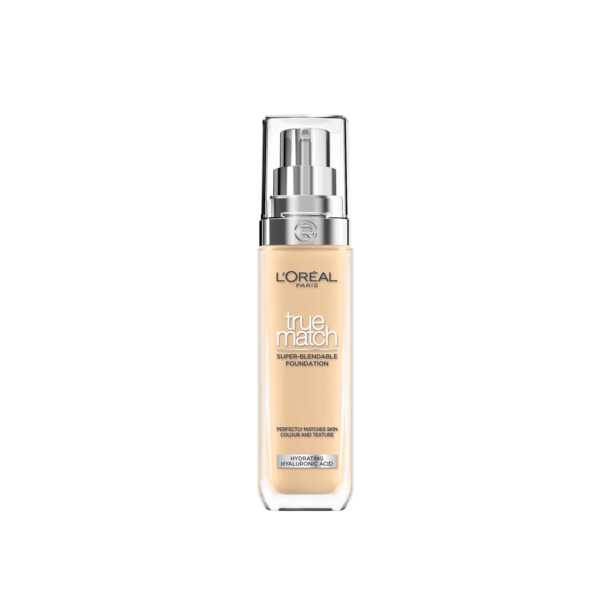 L'Oréal Paris Foundation for Face, Skincare Infused with Hyaluronic Acid, True Match Hydrating Liquid Foundation for All Skin Tones, SPF 16, 1N Ivory, 30 ml Halalzen