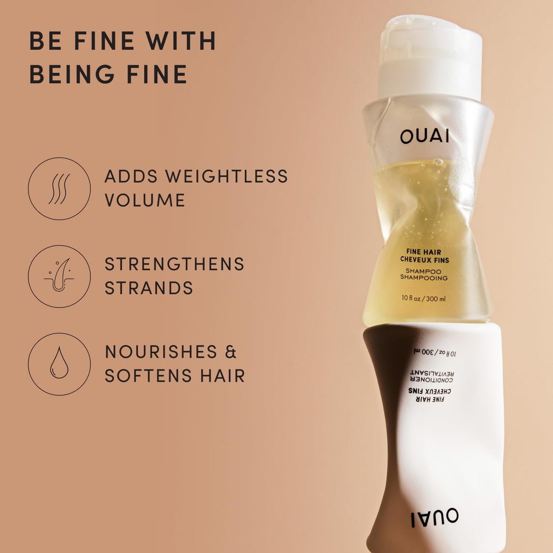 OUAI Thick Shampoo + Conditioner Set - Fight Frizz and Nourish Dry, Thick Hair with Keratin, Marshmallow Root, Shea Butter & Avocado Oil - Free of Parabens, Sulfates & Phthalates - 300 ml Each Halalzen