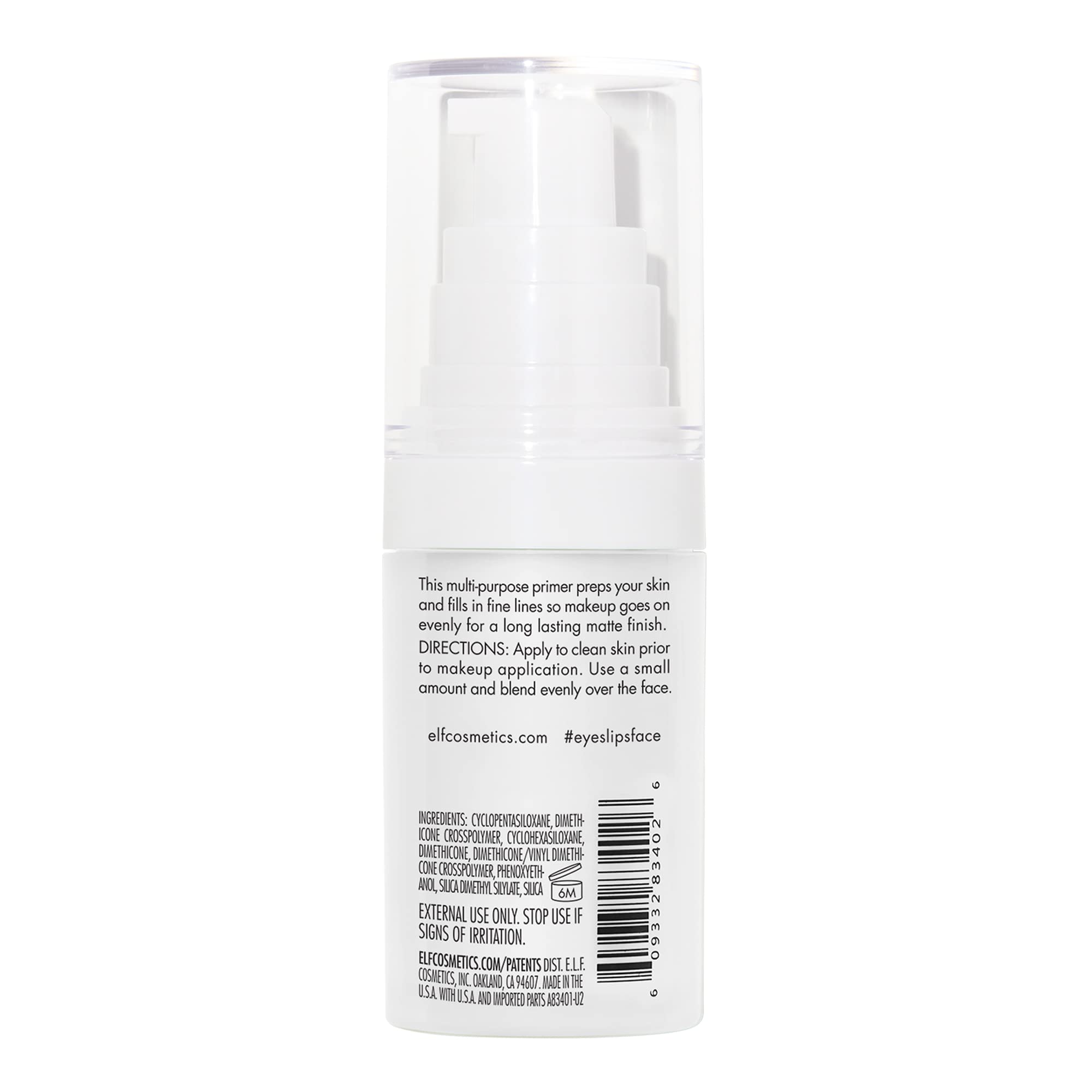 e.l.f., Hydrating Face Primer, Lightweight, Long Lasting, Creamy, Hydrates, Smooths, Fills in Pores and Fine Lines, Natural Matte Finish, Infused with Vitamin E, 0.47 Oz Halalzen
