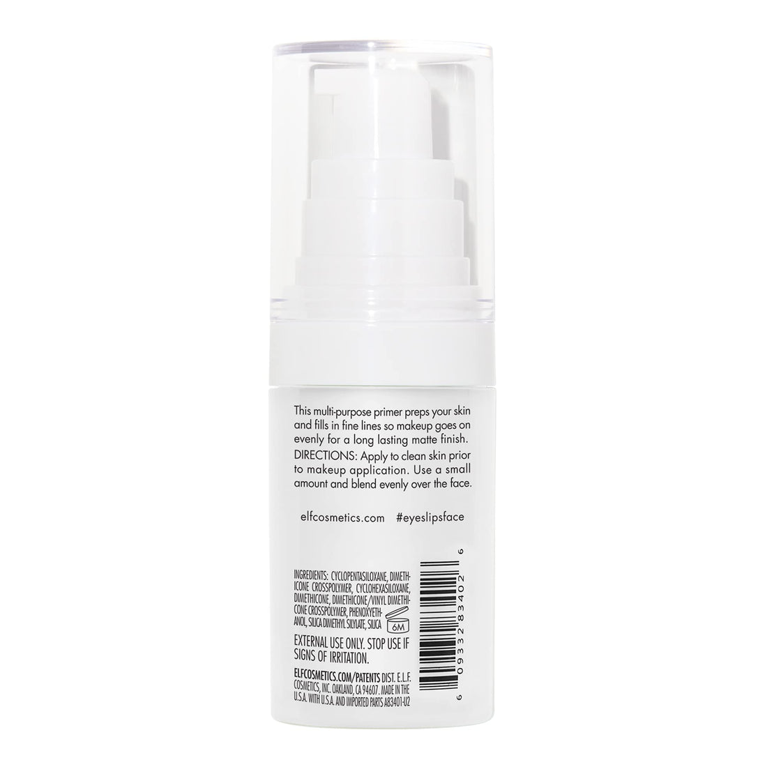 e.l.f., Hydrating Face Primer, Lightweight, Long Lasting, Creamy, Hydrates, Smooths, Fills in Pores and Fine Lines, Natural Matte Finish, Infused with Vitamin E, 0.47 Oz Halalzen