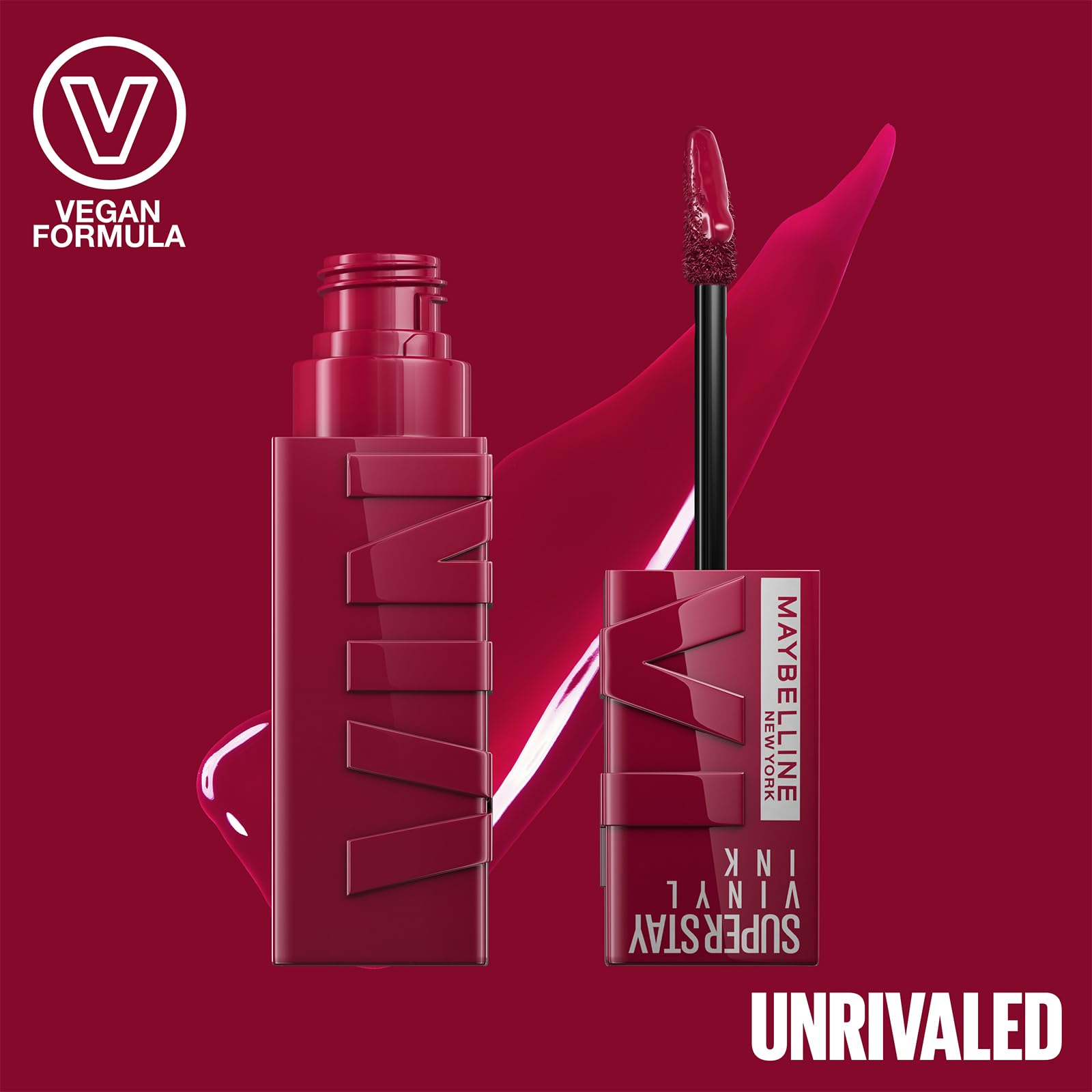 Maybelline New York Super Stay Vinyl Ink Liquid Lip Colour, 16HR Long-Lasting, Ultra-Pigmented, Smudge & Transfer-Proof, High Shine Finish, Vegan Formula for Comfortable Wear, Shade: 10 Lippy Halalzen