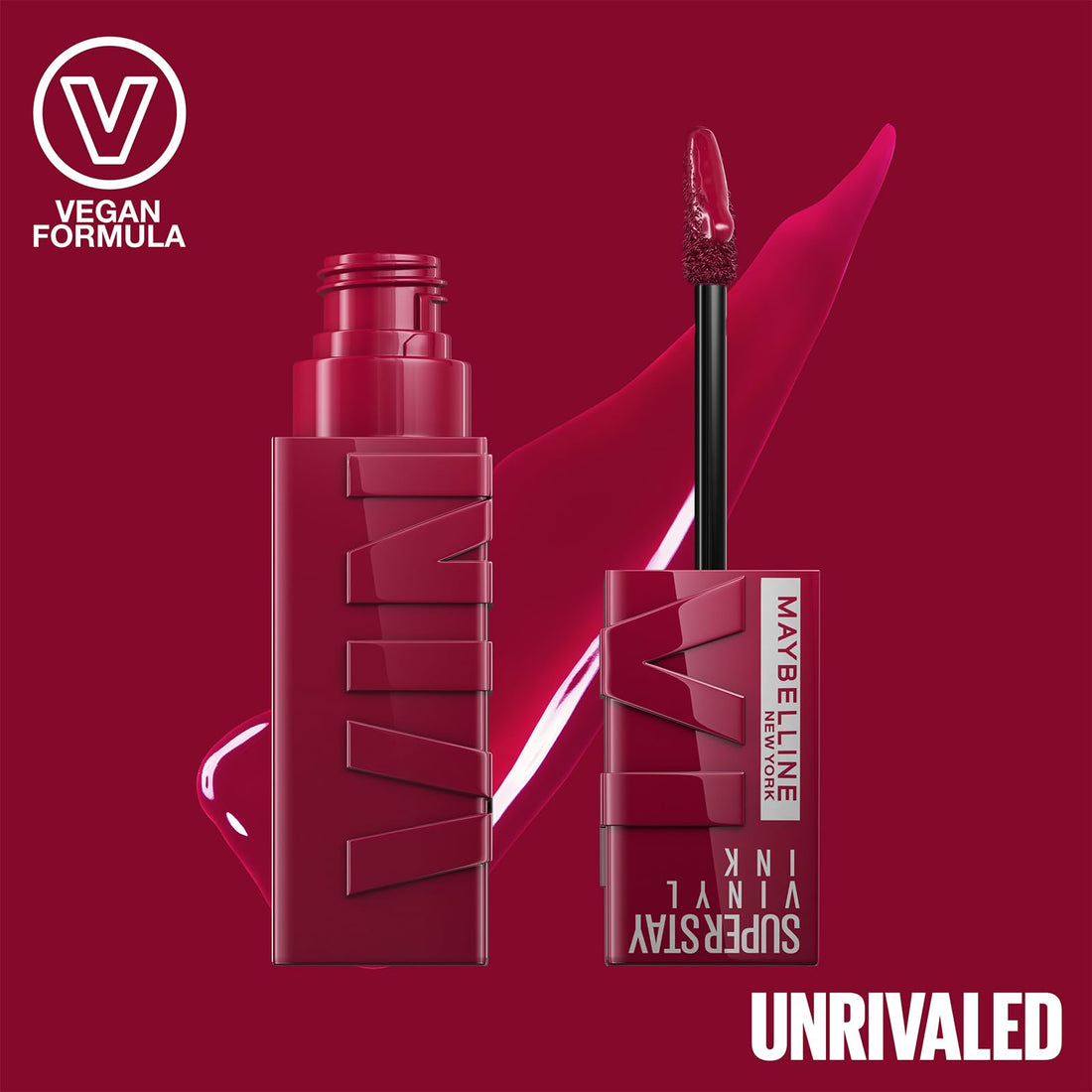 Maybelline New York Super Stay Vinyl Ink Liquid Lip Colour, 16HR Long-Lasting, Ultra-Pigmented, Smudge & Transfer-Proof, High Shine Finish, Vegan Formula for Comfortable Wear, Shade: 10 Lippy Halalzen