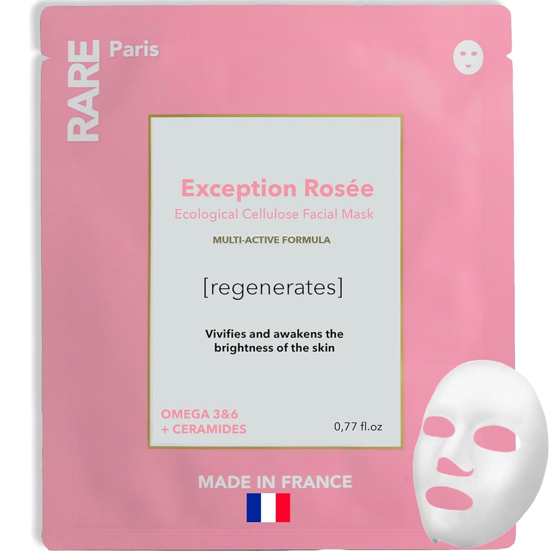 RARE Paris - Carbone Glacé - Purifying Carbon Black Facial Sheet Mask - Cleanses & Tightens - With Hamamelis & Mallow - Purifying, Firming & Revitalizing - Multi-Active Serum Formula - 1 Pack Halalzen