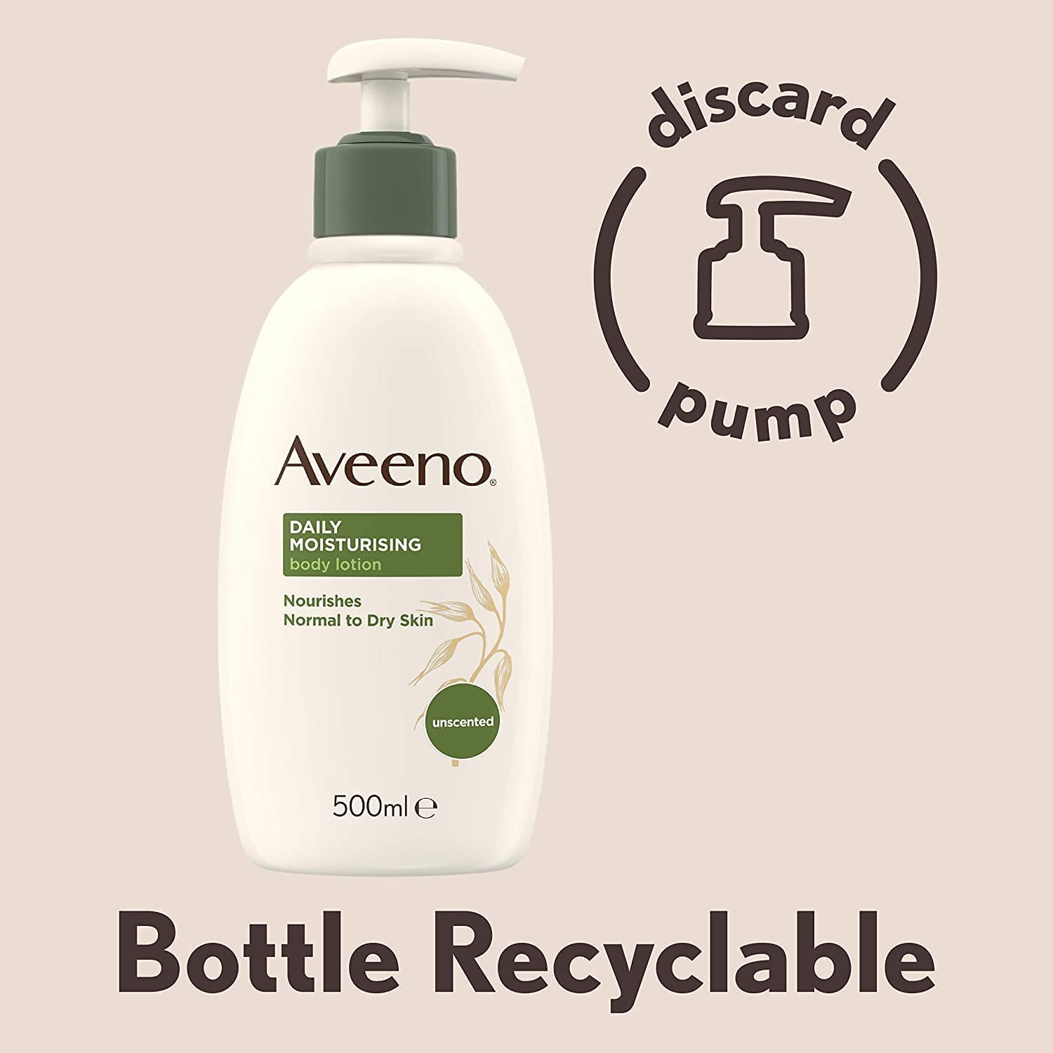 Aveeno Daily Moisturising Body Lotion 500 ml for Sensitive Skin, Enriched with Nourishing Oats, Provides Long-Lasting Hydration and Soothes Dry, Irritated Skin Effectively