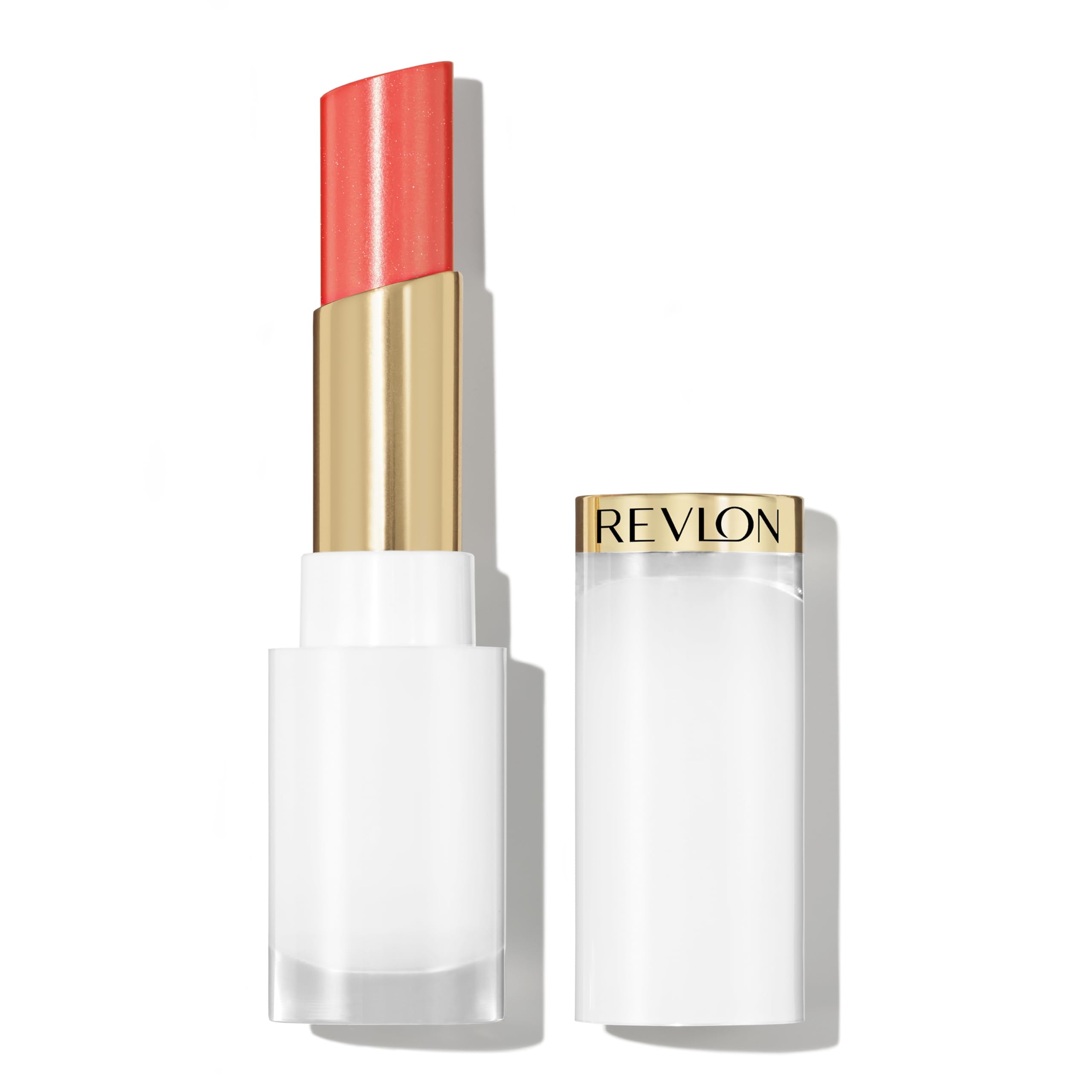 REVLON Super Lustrous Glass Shine Balm, Hydrating Tinted Lip Balm with Hyaluronic Acid, Aloe & Rose Quartz, 008 Rum Raisin, 0.11 oz