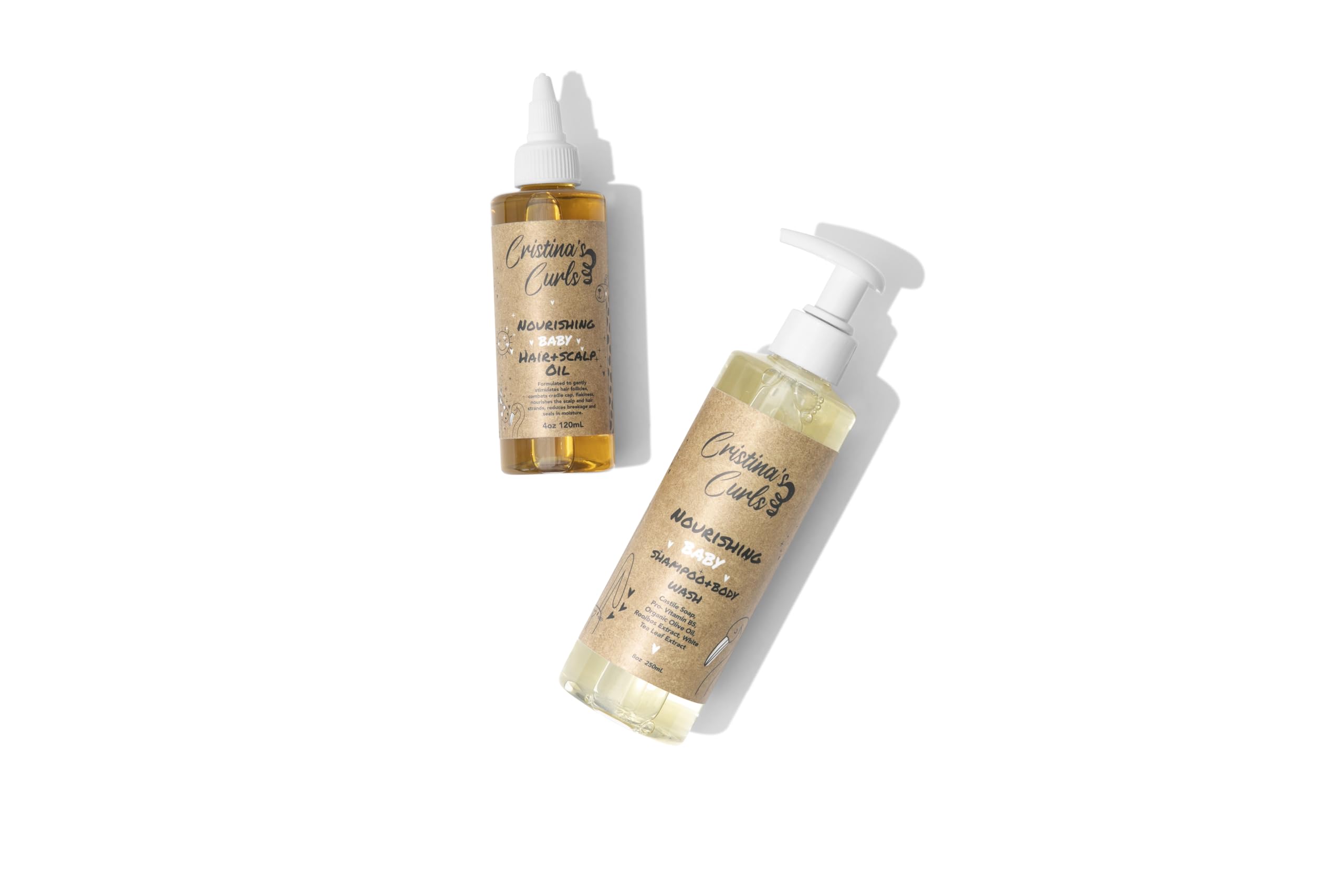 Cristina's Curls Nourishing Baby Wash Day Hair Bundle – Gentle Shampoo + Lightweight Scalp Oil Halalzen