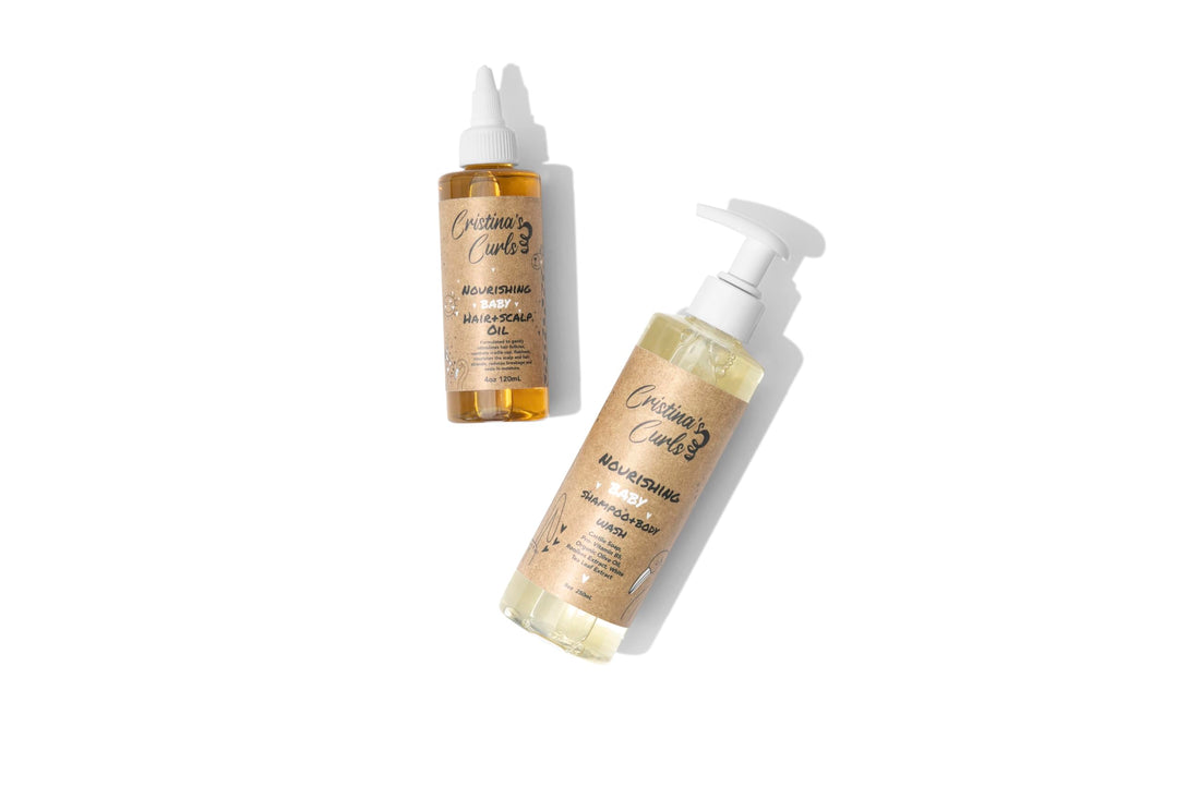 Cristina's Curls Nourishing Baby Wash Day Hair Bundle – Gentle Shampoo + Lightweight Scalp Oil Halalzen