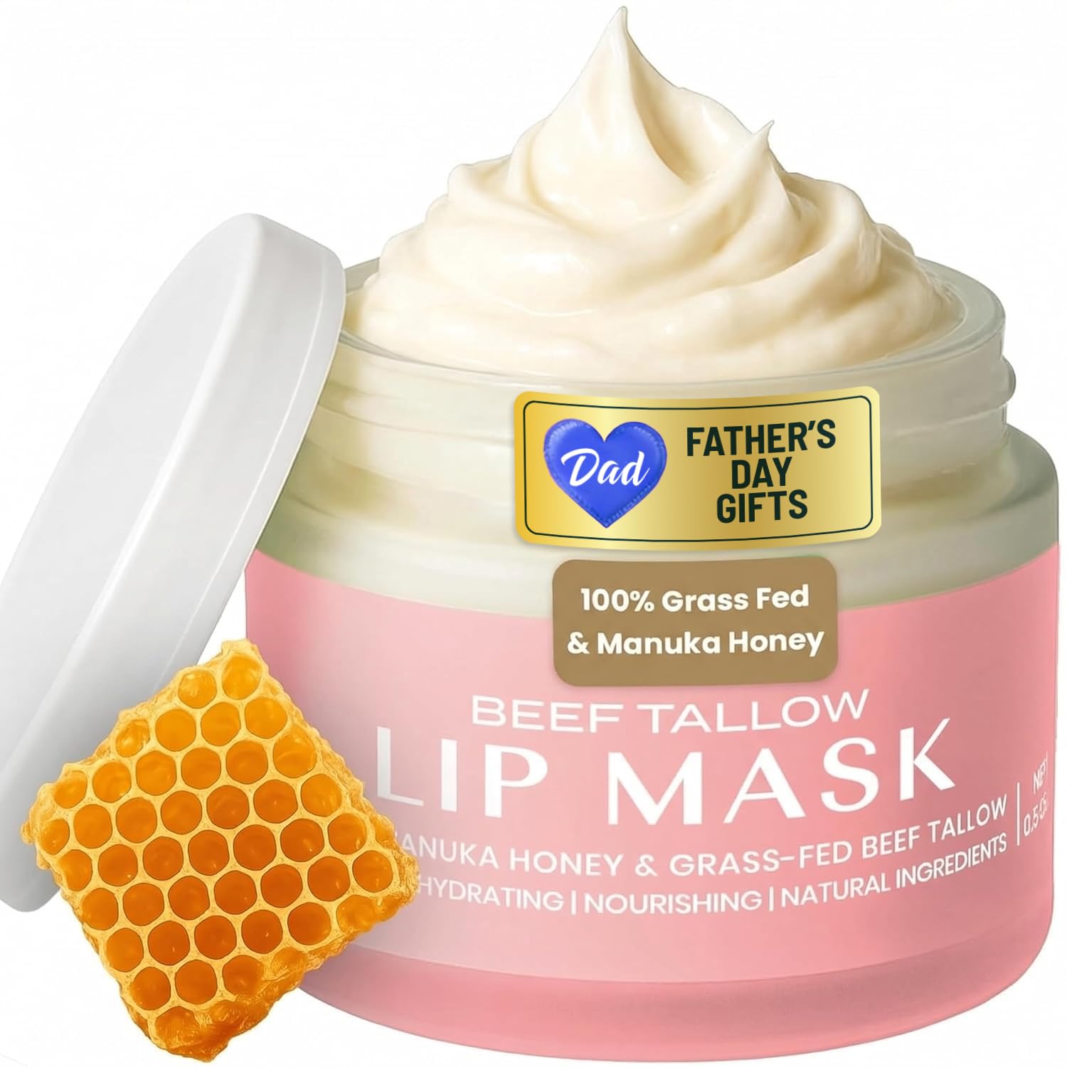 Body Restore Grass Fed Beef Tallow Lip Mask, Manuka Honey – Christmas Stocking Stuffers, White Elephant, Hydrating Moisture, Travel Essentials, Self Care, Birthday Gifts for Women, Men – Unscented Halalzen