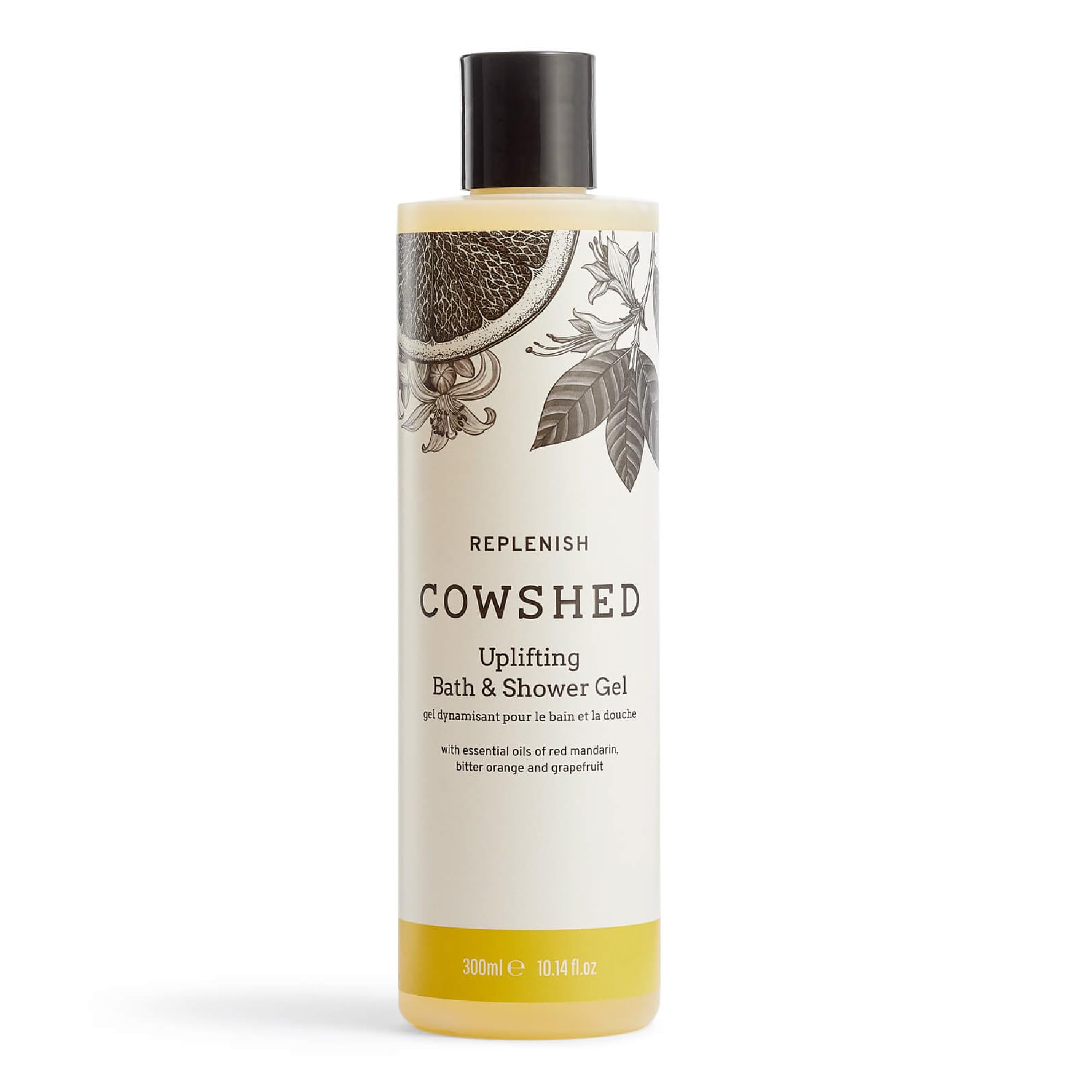 Cowshed Bath & Shower Gel 300ml | Replenish Uplifting Body Wash for Women & Men | Natural Body Wash, No Parabens | Hydrating Vegan Shower Gel with Red Mandarin, Bitter Orange and Grapefruit