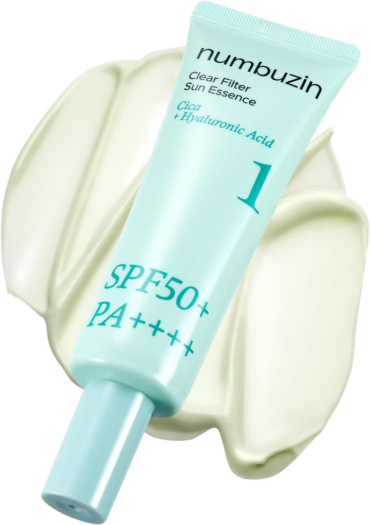 numbuzin No.1 Sunscreen | Clear Filter Sun Essence | No White Cast, Hydrating, Moisturizing, Cools Down, Light Finish | 50ml Halalzen
