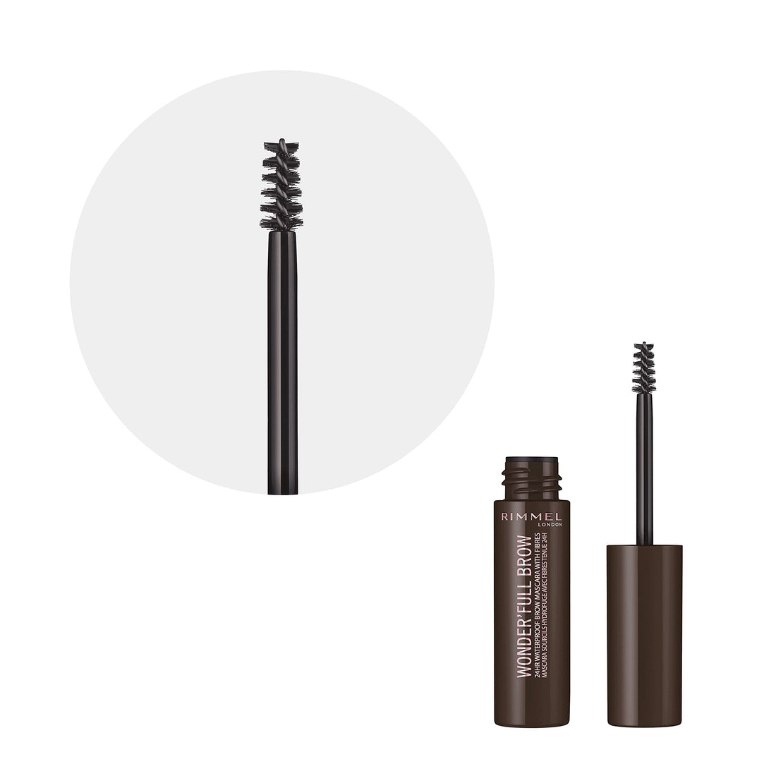 Rimmel London Wonderâ€™Full Brow 24HR Waterproof Brow Gel, with Fibres for Plump Thick Brows, Dark, 4.5 ml (Pack of 1)