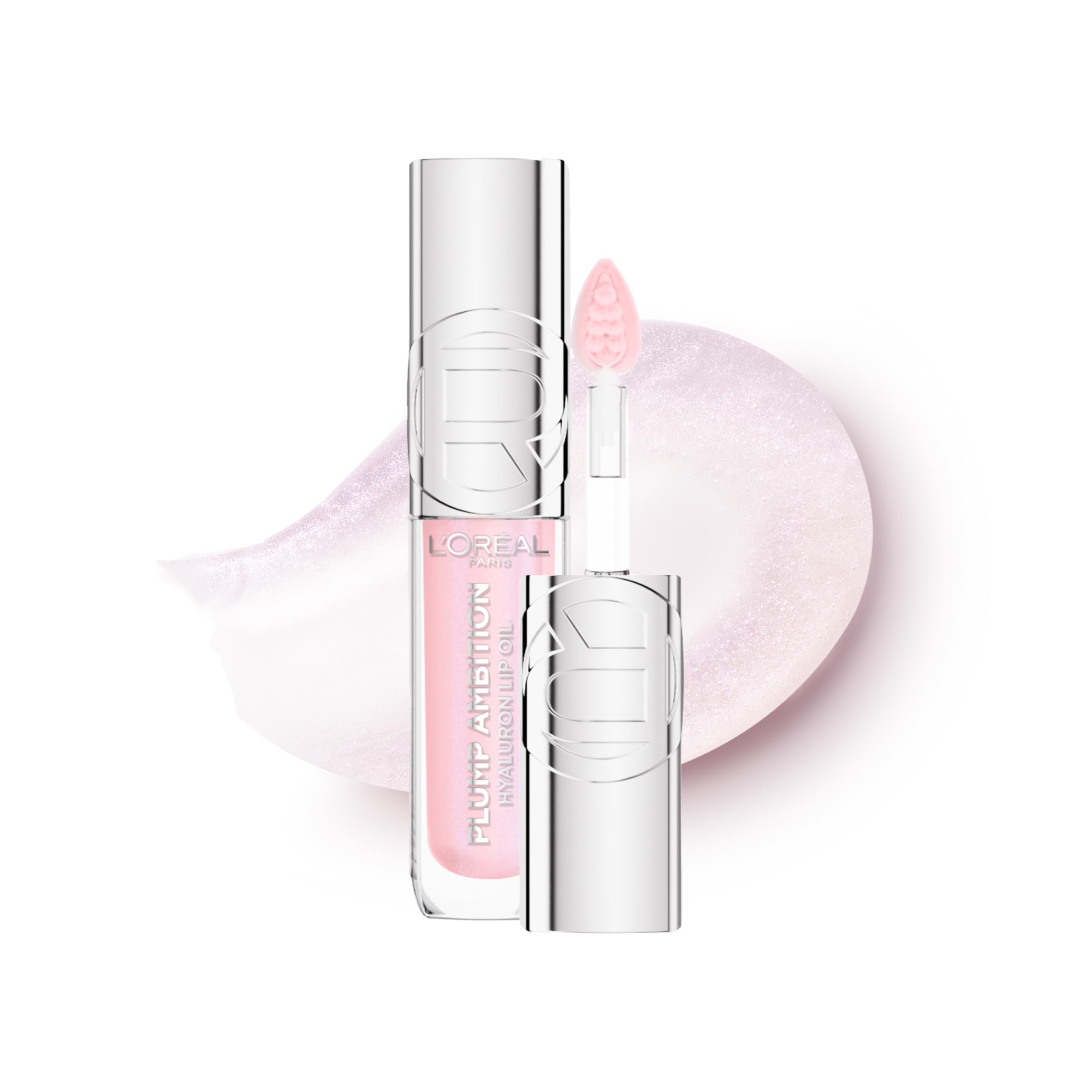L'Oreal Paris Lip Oil, Plump Ambition with Hyaluronic Acid & Tripeptides, Smoother & Plumper Lip Appearance, Glass-Like Finish, Shade 101 Crystal Clear, 5ml