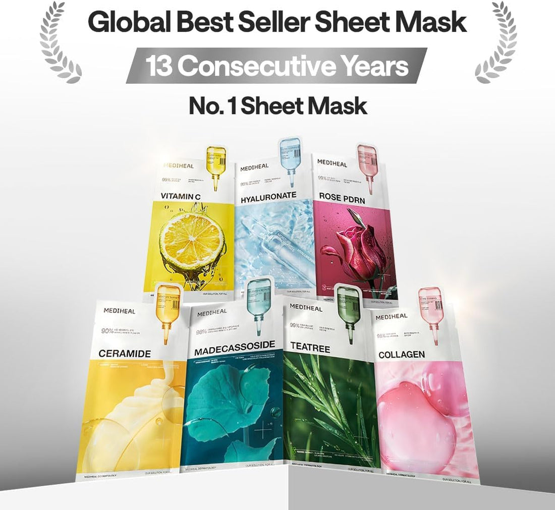 Mediheal Essential Face Mask [Skin Firming] 10 pcs. for Plumping Hydration, Glass Skin & Skin Nourishment - Travel Essentials, Korean Beauty Sheet Mask Halalzen