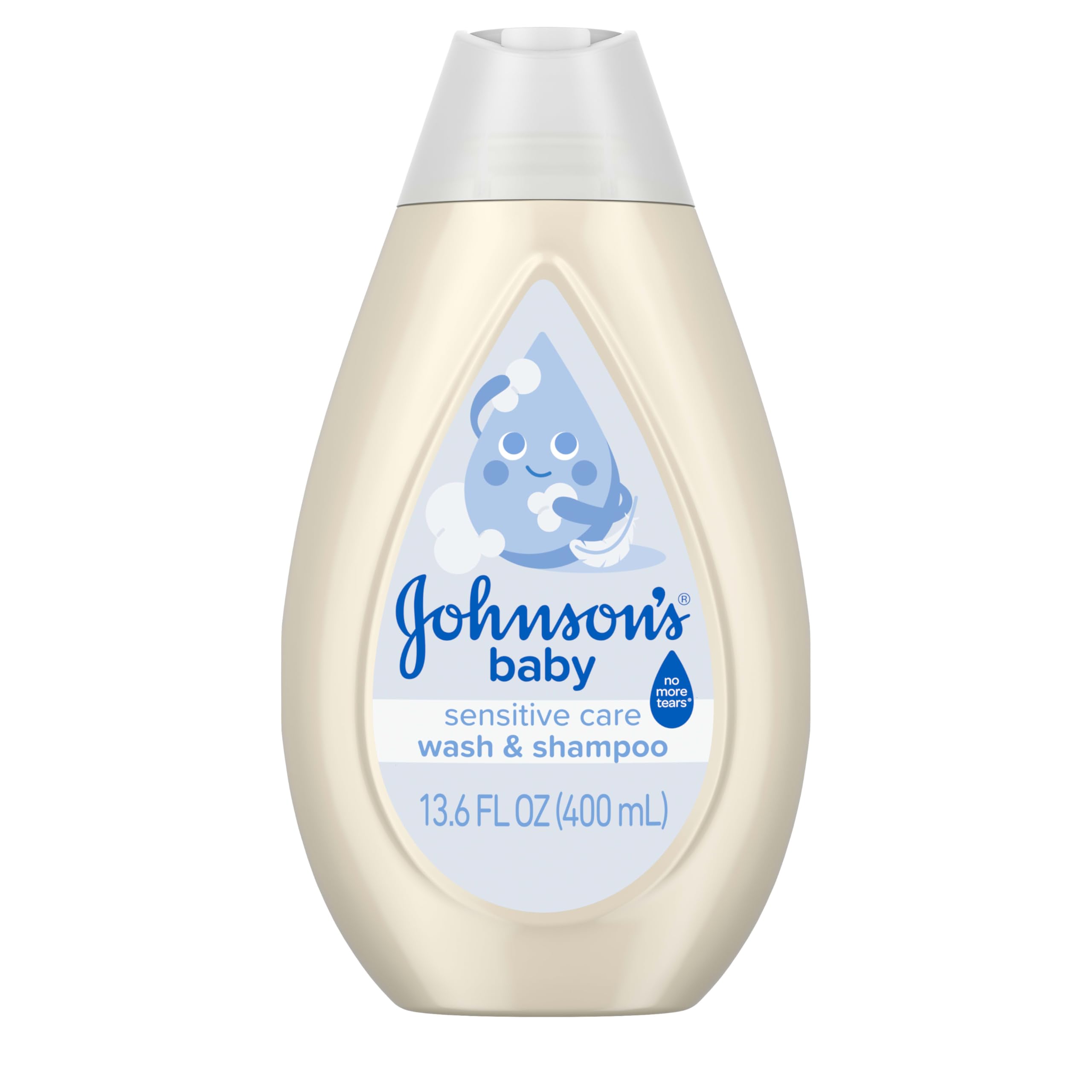 Johnson's Sensitive Care Baby Wash & Shampoo, Daily Moisturizing 2-in-1 Baby Wash & Shampoo to Gently Cleanse Without Drying Out Sensitive Skin, Light Scent, Hypoallergenic, 13.6 fl. oz Halalzen