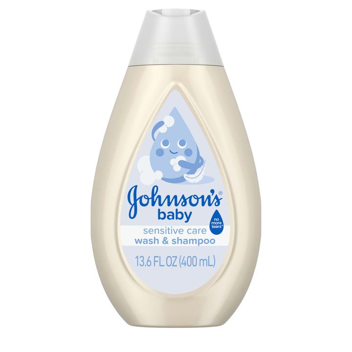 Johnson's Sensitive Care Baby Wash & Shampoo, Daily Moisturizing 2-in-1 Baby Wash & Shampoo to Gently Cleanse Without Drying Out Sensitive Skin, Light Scent, Hypoallergenic, 13.6 fl. oz Halalzen