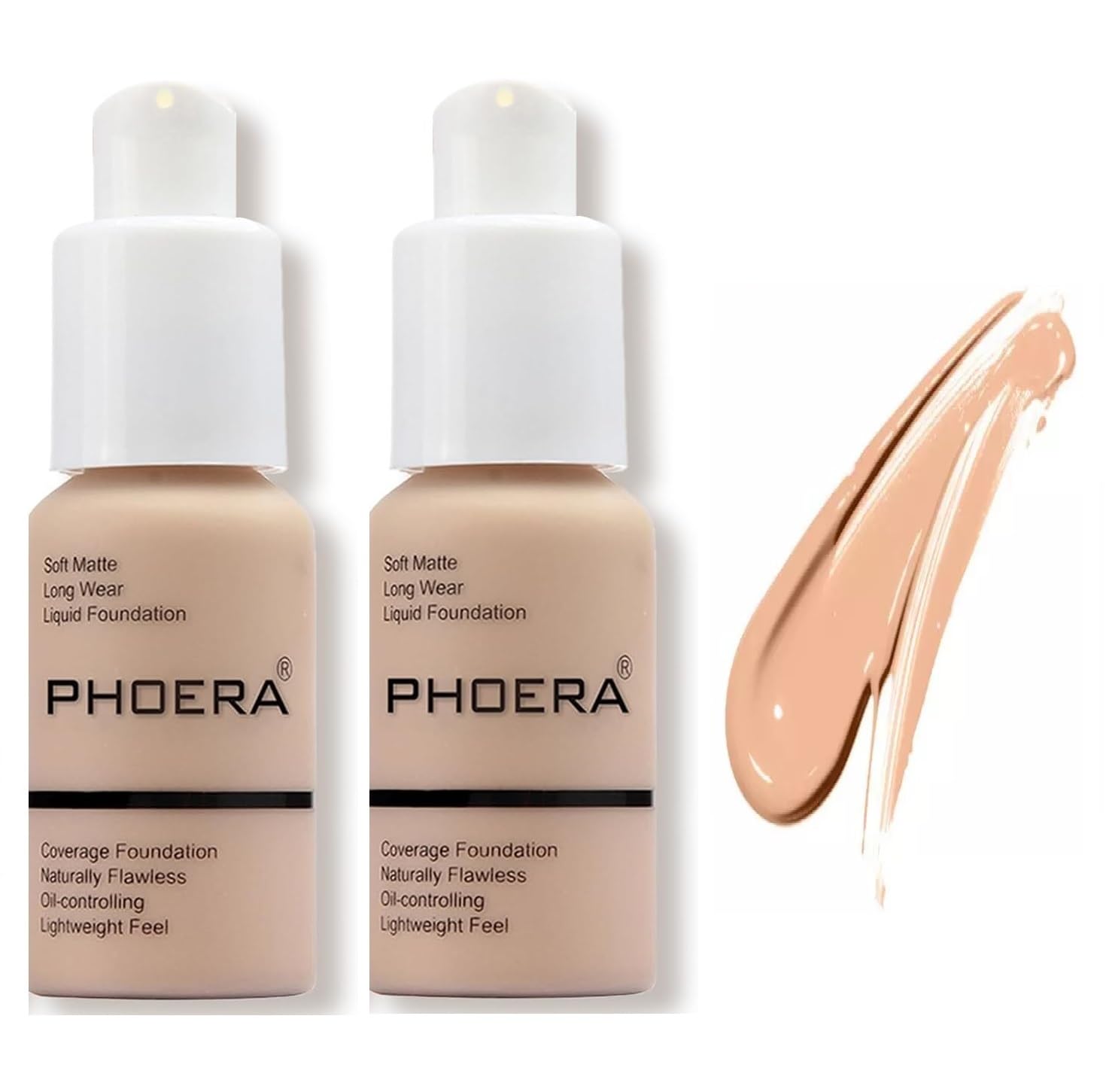 Aquapurity Phoera® Full Coverage Foundation Soft Matte Oil Control Concealer 30ml Long Lasting Flawless Cream Smooth (102 NUDE) Halalzen