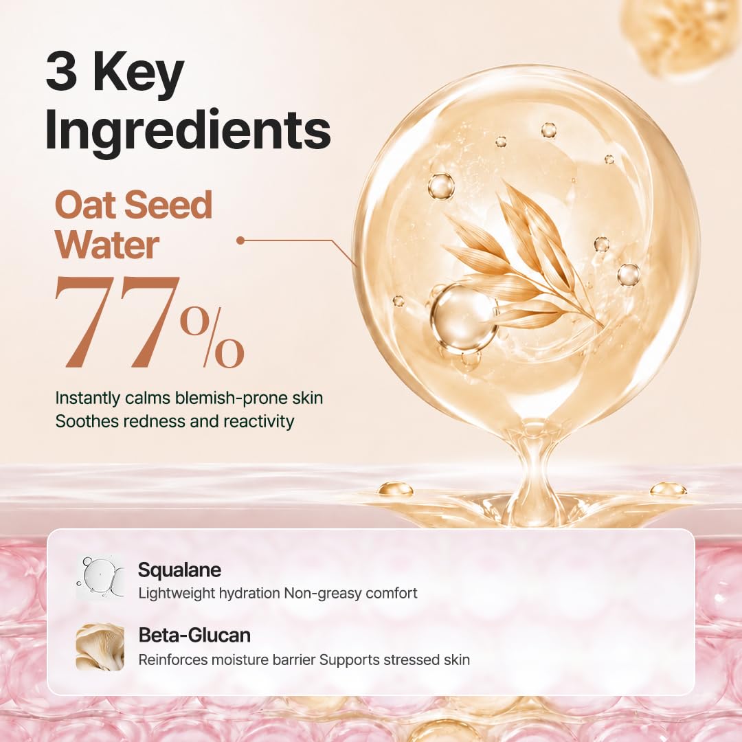 PURITO Oat In Calming Gel Cream, Oat Seed Water, Lightweight Non-Sticky Moisturizer, Non-Comedogenic, Fragrance-Free, Korean Skincare, 100ml 3.38 fl.oz