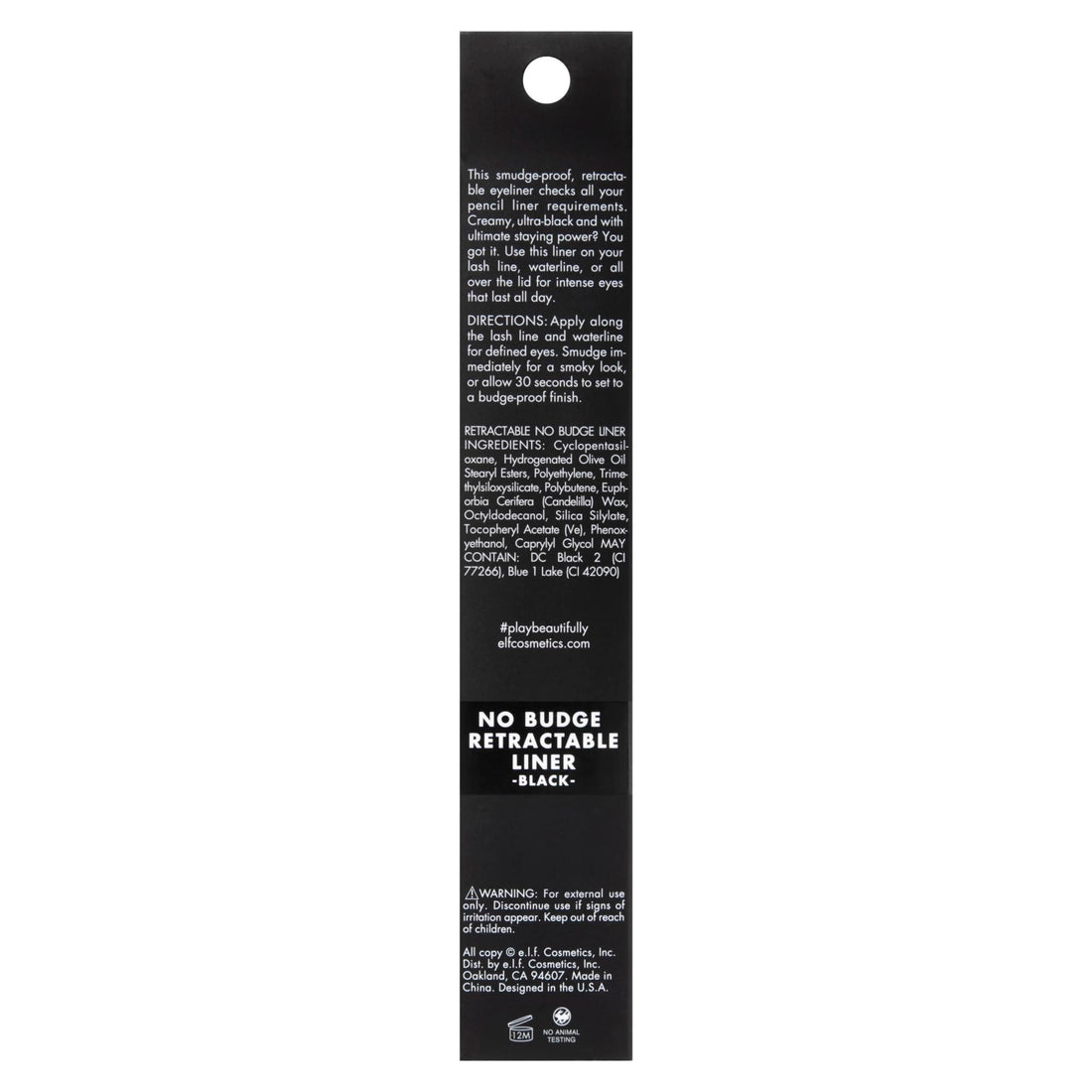 e.l.f. No Budge Retractable Eyeliner, Creamy, Ultra-Pigmented & Waterproof, Creates Bold & Defined Lines, Vegan & Cruelty-Free, Black