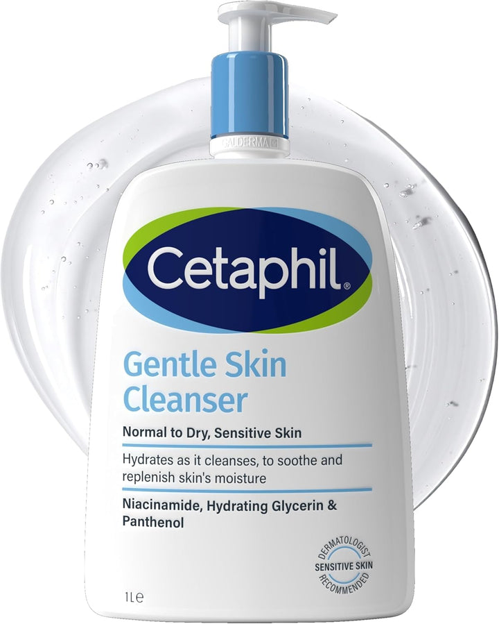 Cetaphil Gentle Skin Cleanser, 1L, Face & Body Wash, For Normal To Dry Sensitive Skin, With Niacinamide & Glycerin, Soap Free, 1 unit, Packaging May Vary Halalzen