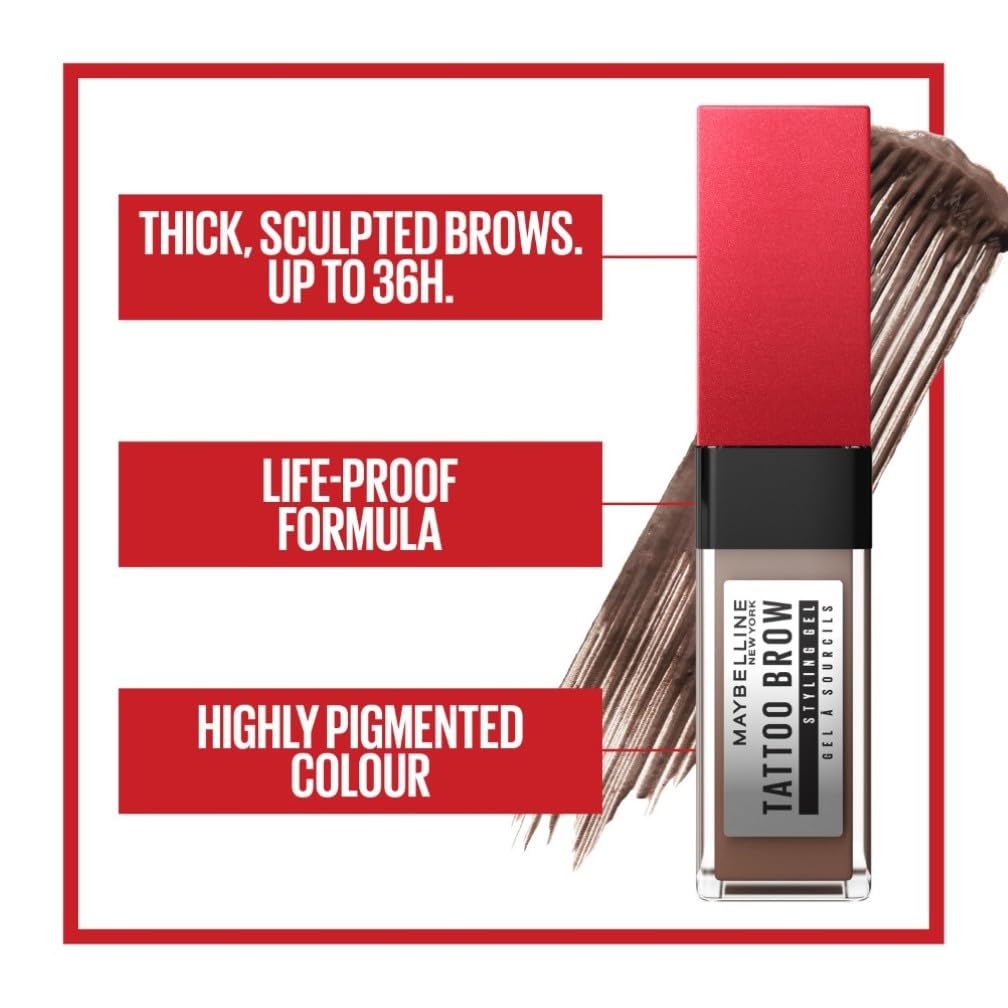 Maybelline Eyebrow Gel Tint, Waterproof And Smudge Proof, Long-Lasting Peel Off Tint For Evenly-Filled, Naturally Full Brows For Up To 3 Days, Deep Brown