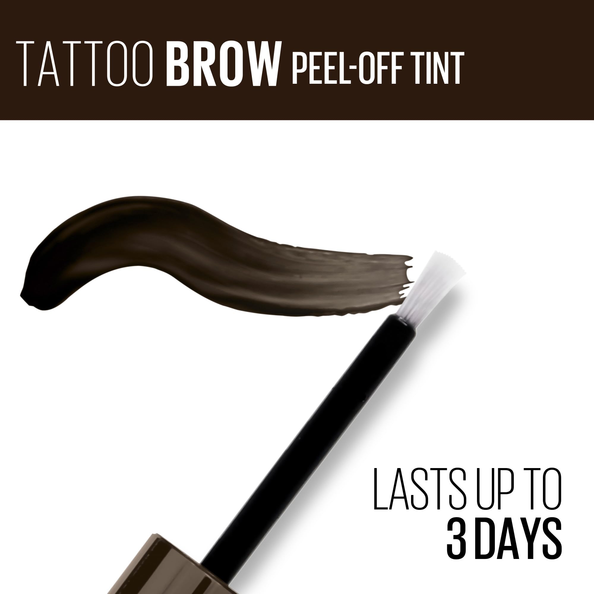 Maybelline New York Tattoo Brow Peel Off Eyebrow Gel Tint, Semi-Permanent Colour, Waterproof, Lasts up to 3 Days, Colour: Dark Brown