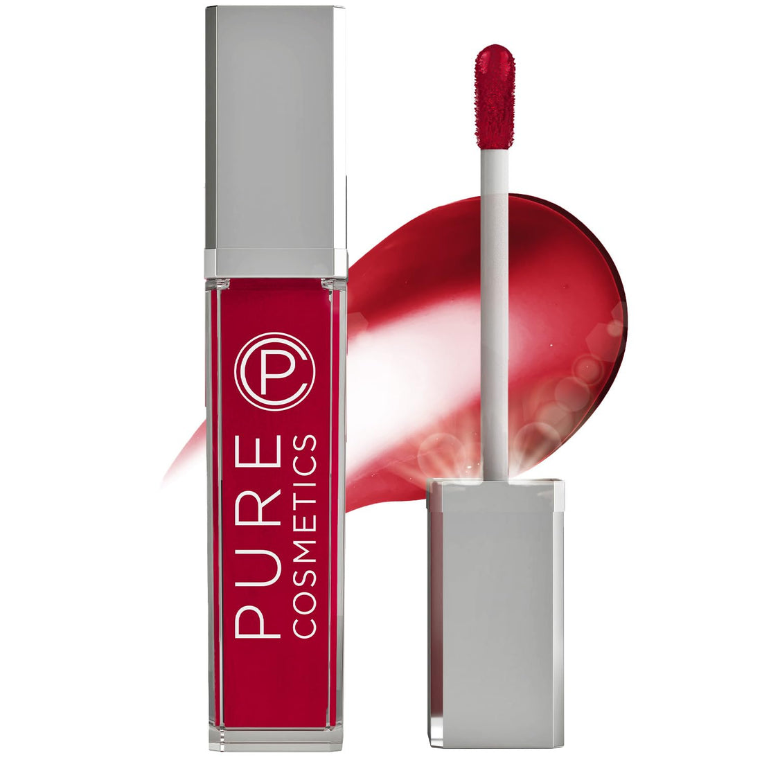 Pure Illumination Light-Up Lip Gloss with LED-Lit Applicator Brush + Side Mirror, Non-Sticky, Moisturizing Hydrating Lip Glosses with Lanolin, Jojoba Oil, & Vitamin E, Wine Berry