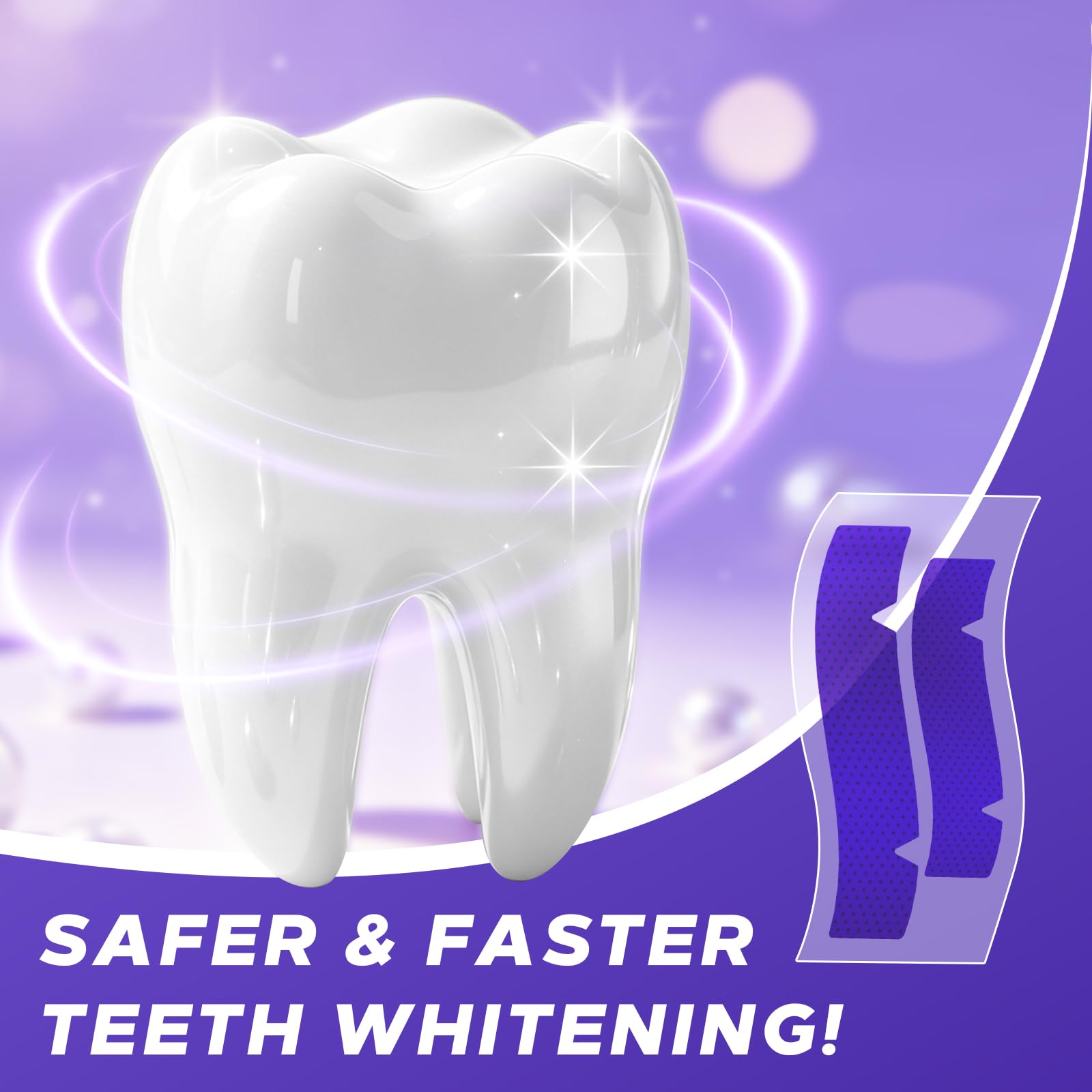 Purple Teeth Whitening Strips 16 Treatments - Enamel-Safe & No-Sensitivity & No-Slip Whitening Strips - Fast Teeth Whitening Result in 7 Days - Whitening Kit for Coffee, Wine Stains Removal