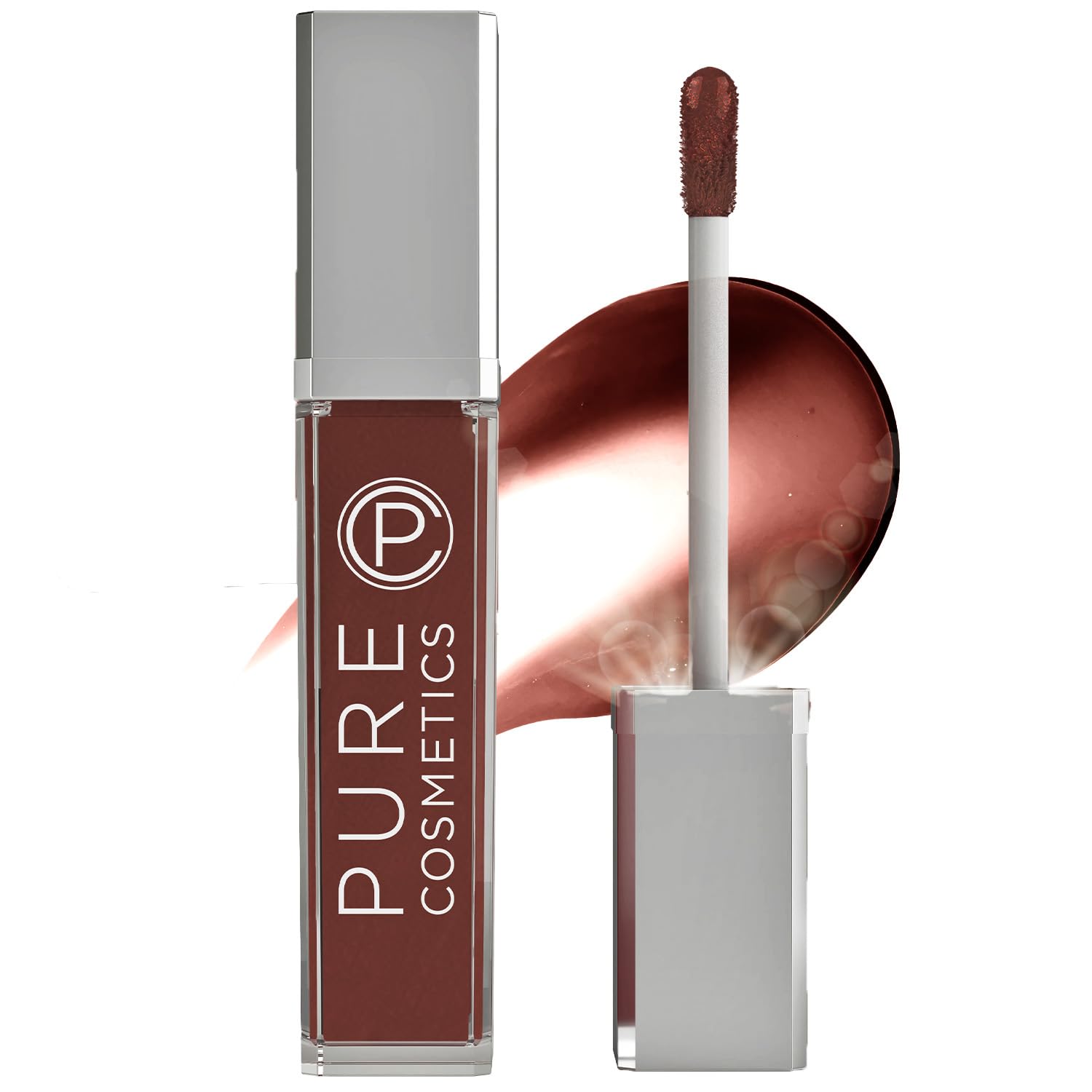 Pure Illumination Light-Up Lip Gloss with LED-Lit Applicator Brush + Side Mirror, Non-Sticky, Moisturizing Hydrating Lip Glosses with Lanolin, Jojoba Oil, & Vitamin E, Wine Berry