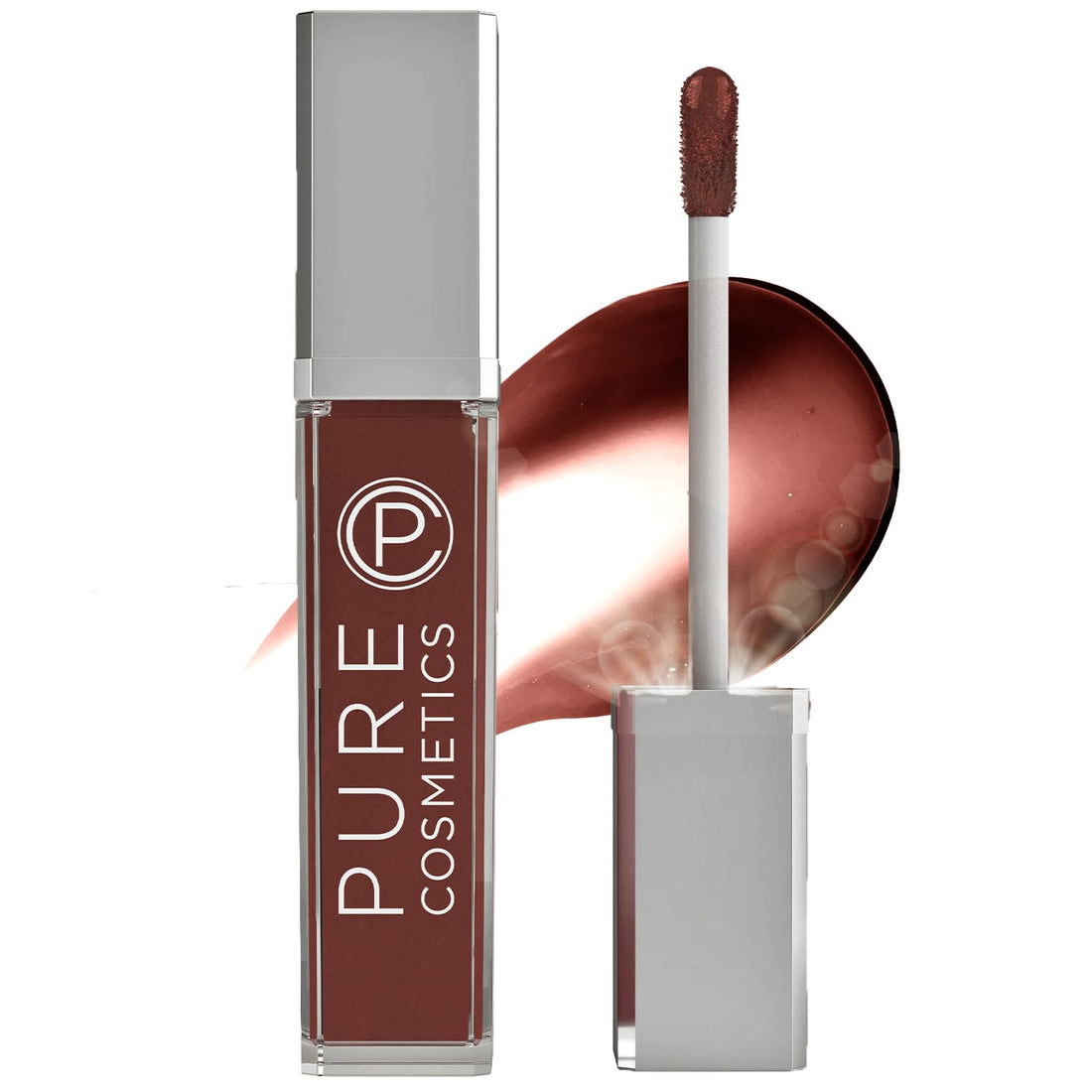 Pure Illumination Light-Up Lip Gloss with LED-Lit Applicator Brush + Side Mirror, Non-Sticky, Moisturizing Hydrating Lip Glosses with Lanolin, Jojoba Oil, & Vitamin E, Wine Berry