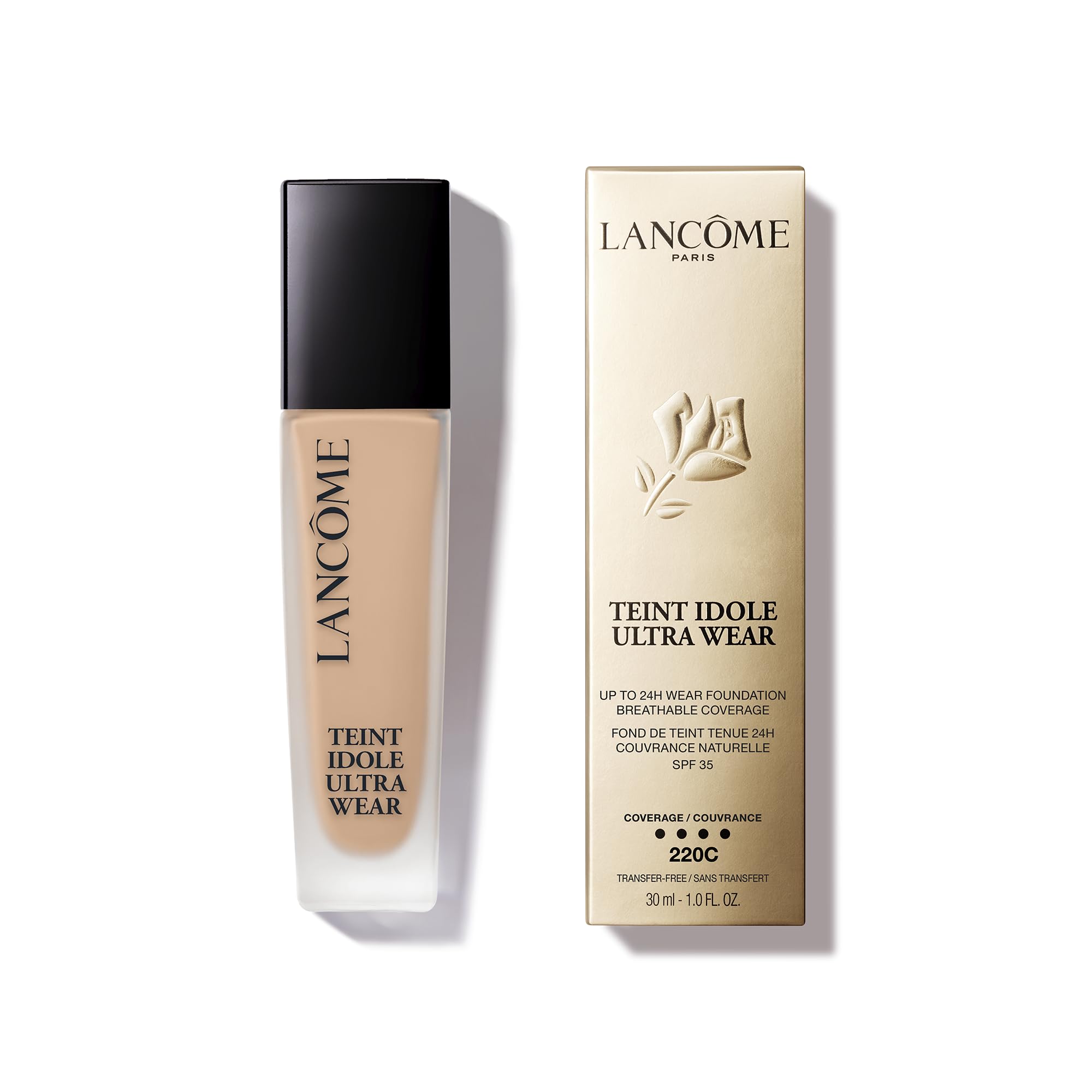 Lancôme Teint Idole Ultra Wear Foundation, Up to 24H Longwear, Liquid Foundation with Buildable Coverage, Natural Matte Finish, Hyaluronic Acid & SPF 35, 30ml Halalzen