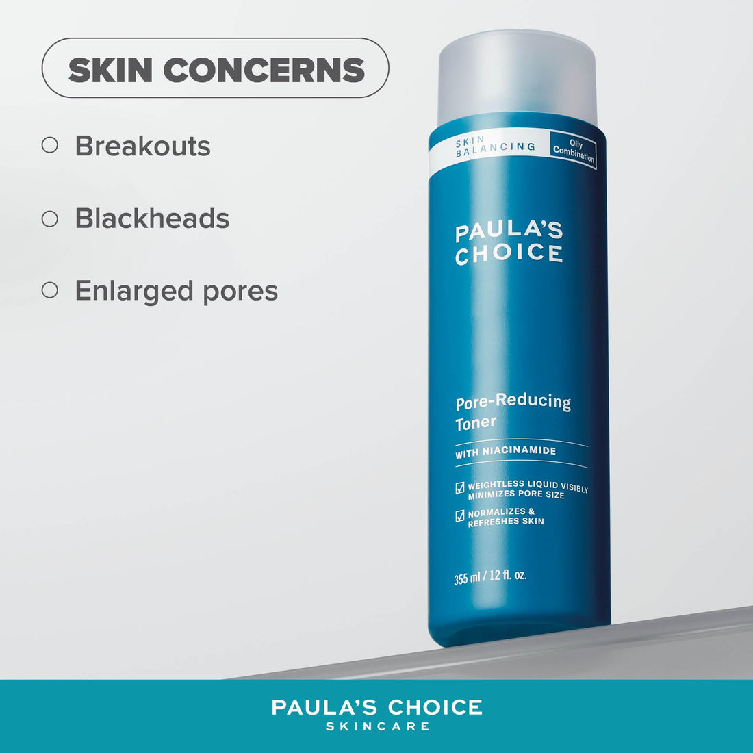 Paula's Choice Skin Balancing Pore Reducing, Hydrating Toner - Refines Enlarged Pores & Tackles Blackheads - with Niacinamide & Adenosine - Combination to Oily Skin - 190 ml