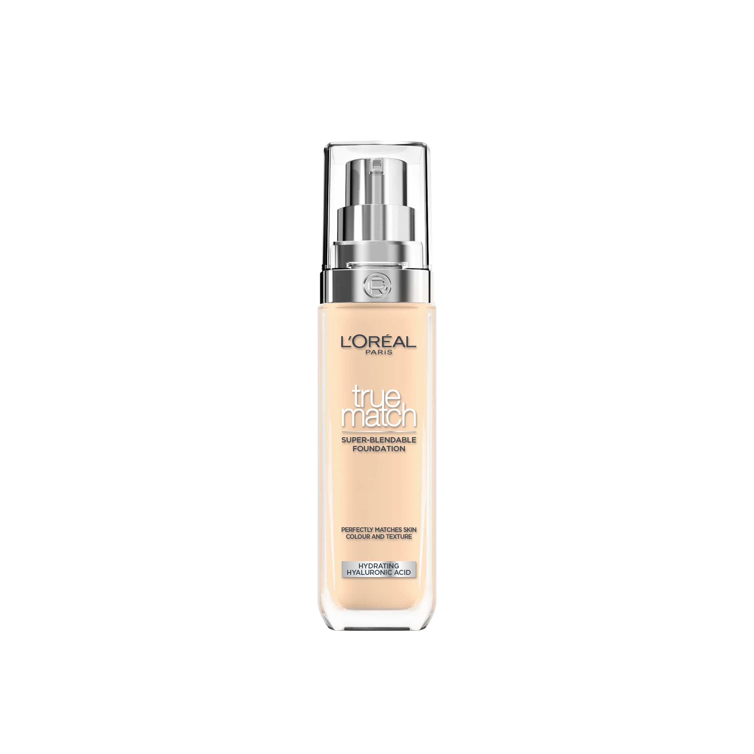 L'Oréal Paris Foundation for Face, Skincare Infused with Hyaluronic Acid, True Match Hydrating Liquid Foundation for All Skin Tones, SPF 16, 1N Ivory, 30 ml Halalzen