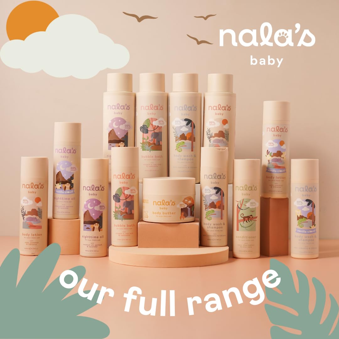 Nala's Baby Body Wash & Shampoo Fragrance-Free | 99% Natural | Dermatologically-tested and Paediatrician-approved | Tear-Free | Soothing Oat | Vegan | 200ml | Nalas Baby