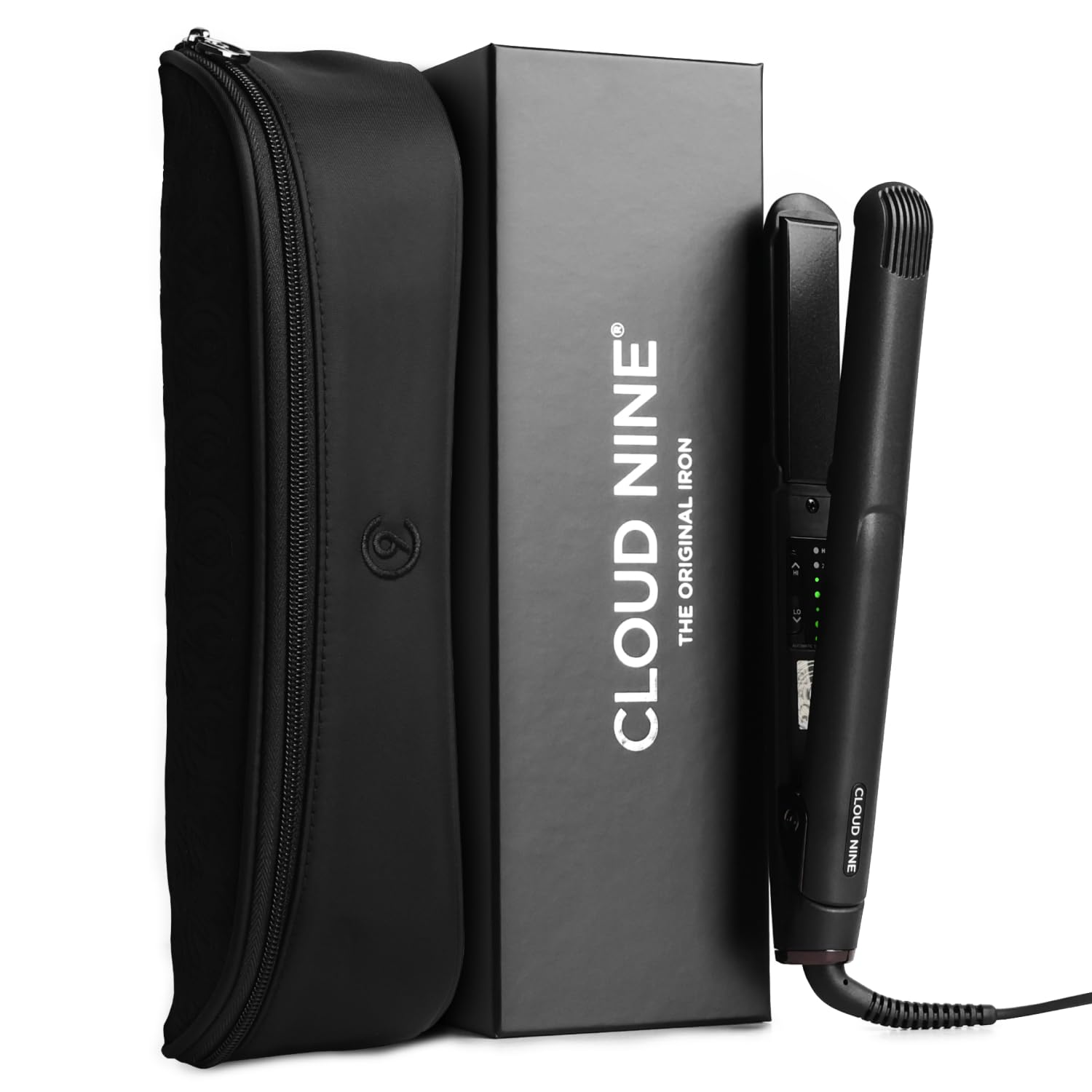CLOUD NINE The Classic Original Iron Black | Hair Straighteners for Women | Professional Ceramic Straightener Gift Set | 100–200°C Temperature Control | Frizz Control Halalzen