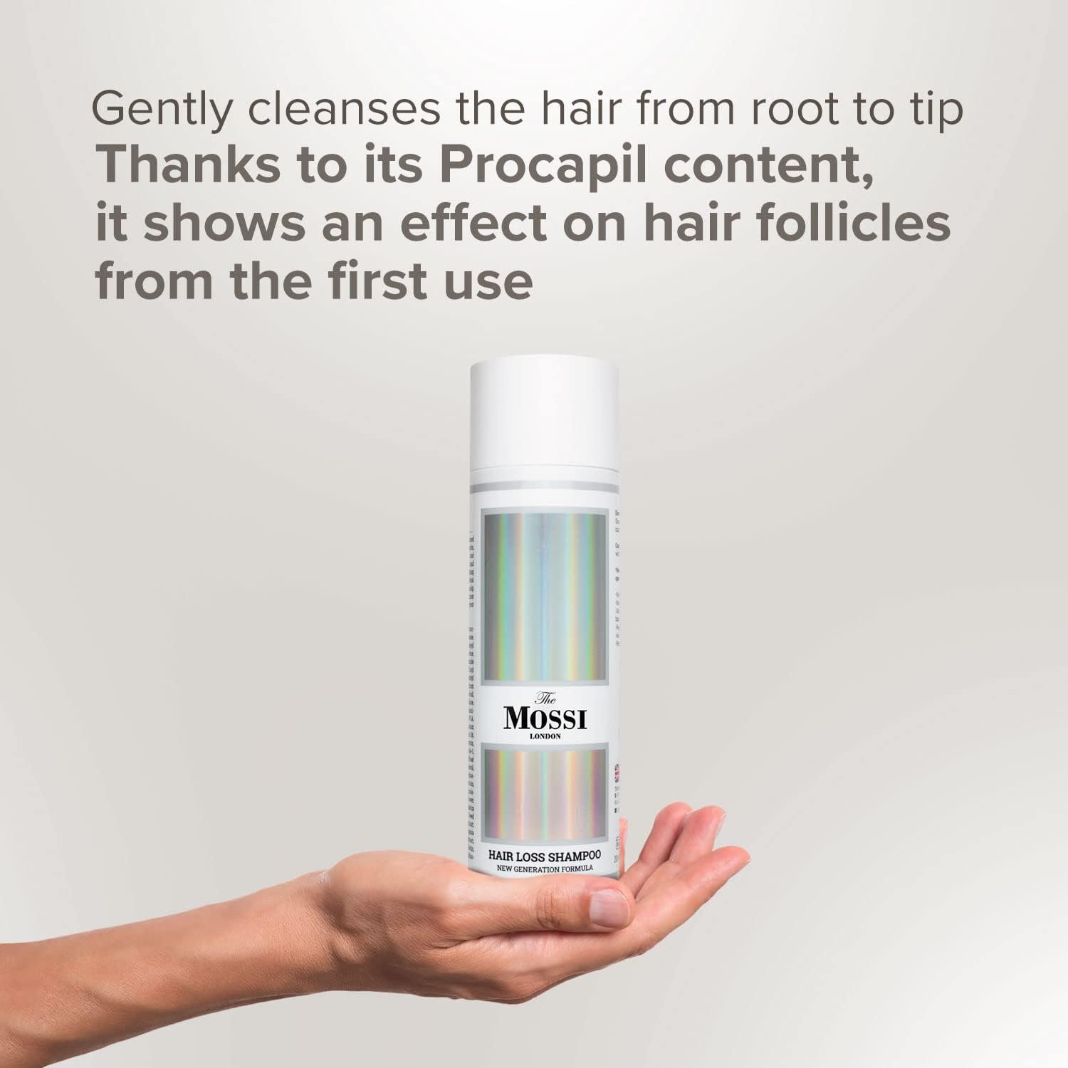 Mossi London Hair Growth Shampoo for Hair Loss and Thinning Hair | Biotin, Saw Palmetto & Rosemary | Purifying Scalp Cleanser for Fuller-Looking Hair | Men & Women | 200ml
