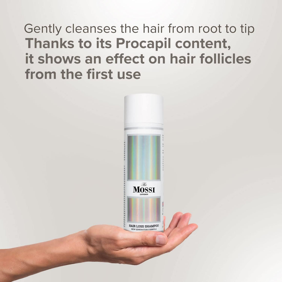 Mossi London Hair Growth Shampoo for Hair Loss and Thinning Hair | Biotin, Saw Palmetto & Rosemary | Purifying Scalp Cleanser for Fuller-Looking Hair | Men & Women | 200ml