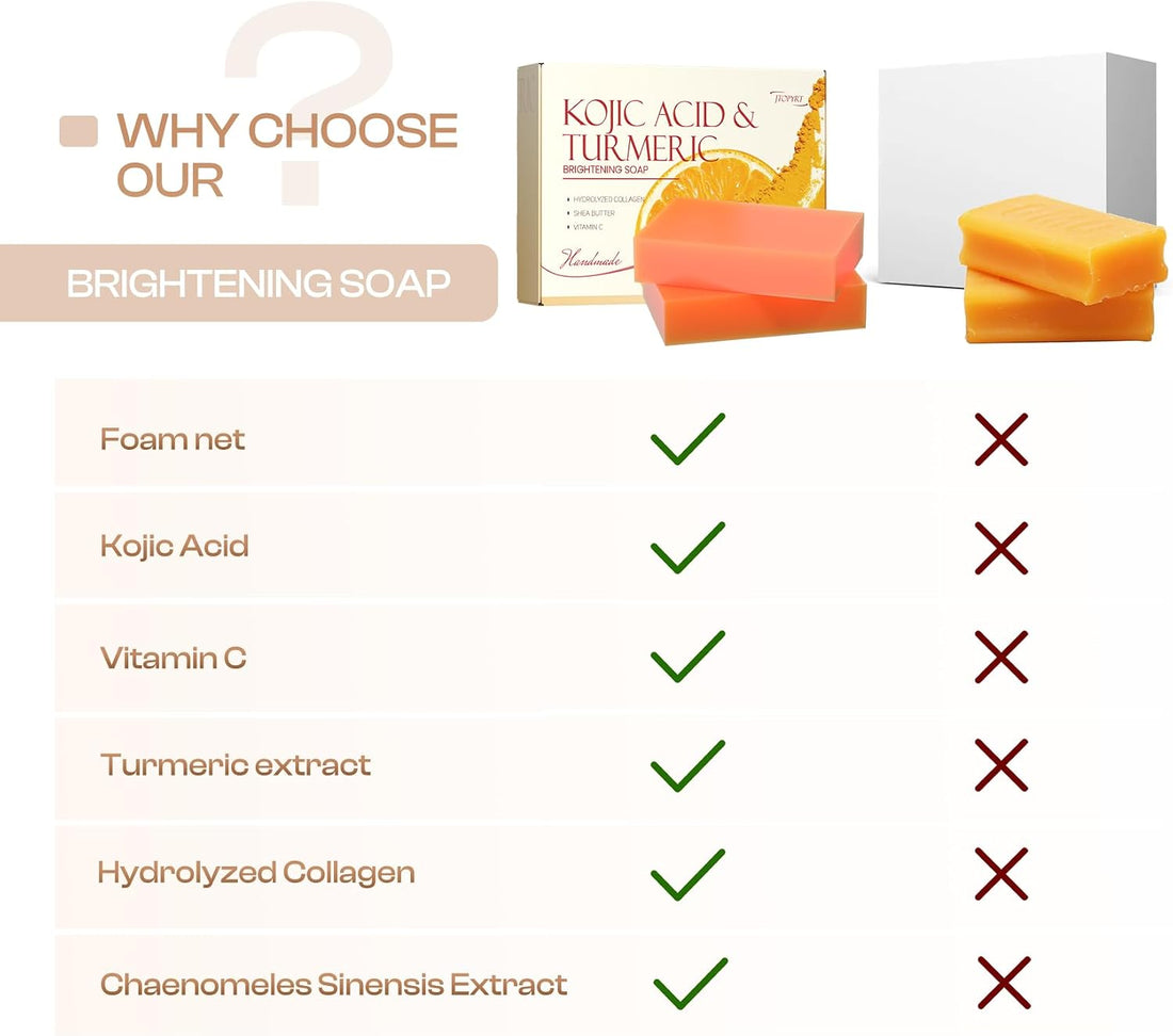 Kojic Acid Soap: Turmeric Soap for Dark Spots Fresh Citrus Scent Gentle Vitamins C for Face and Body Dark Spot Acne Blackheads Remover for Even Skin Tone 2PCS 100g x 2 Halalzen