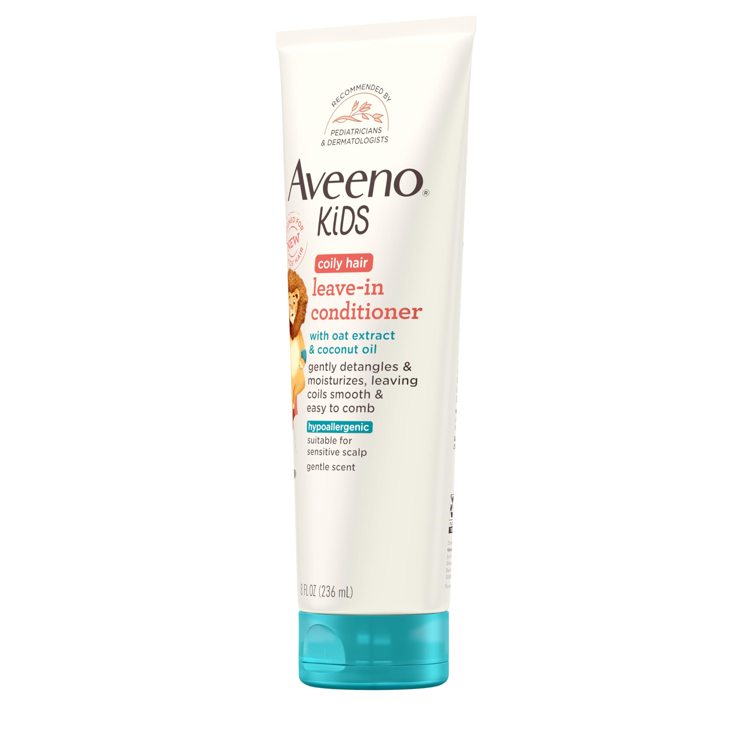 Aveeno Kids Coily Hair Leave-In Conditioner, Toddler Leave-In Conditioner for Sensitive Scalps Gently Detangles & Moisturizes Leaving Natural Curls & Coils Smooth, Hypoallergenic, 8 fl. oz Halalzen