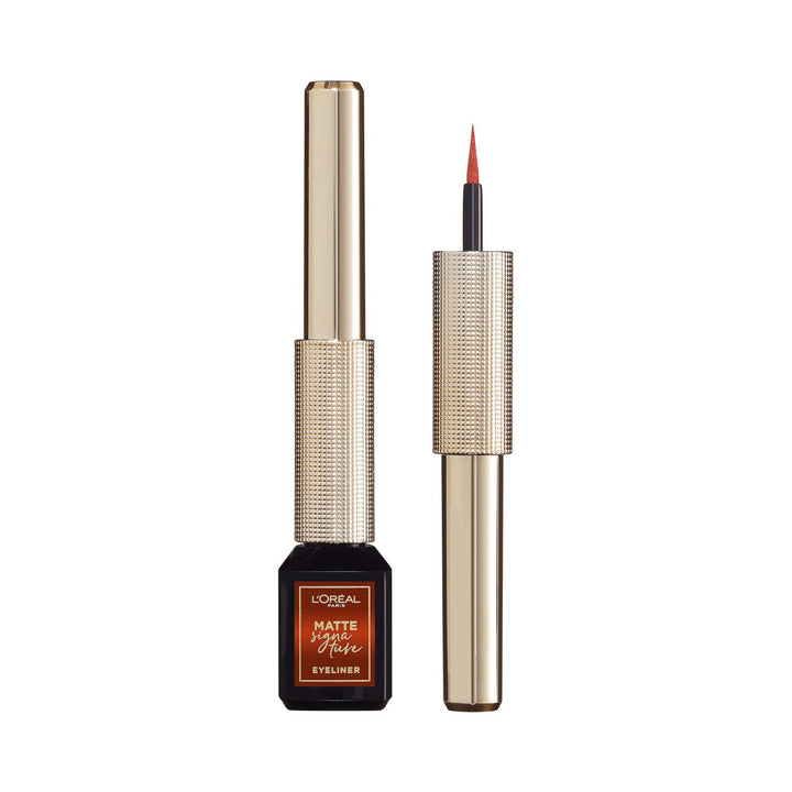 L'Oréal Paris Matte Signature Liquid Eyeliner, Waterproof, Super Intense Color, Ultra-Precise Felt Tip & Textured Grip for Effortless Control, Shade: 03 Brown Halalzen
