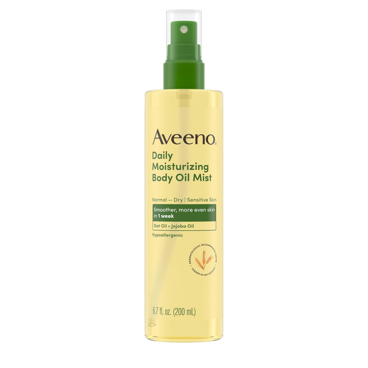 Aveeno Daily Moisturizing Body Oil Mist with Oat Oil and Jojoba Oil for Rough, Dry, Sensitive Skin, Nourishing Body Spray for Smoother, More Even Skin, Paraben- & Silicone-Free, 6.7 fl. oz