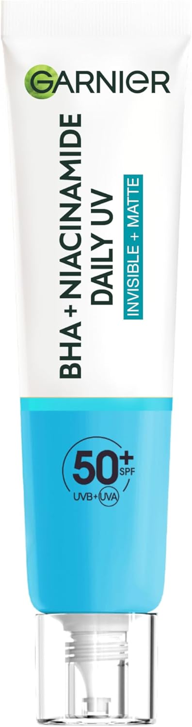 Garnier Sunscreen, With SPF50, Anti Imperfection Fluid, Prevents & Corrects Sun Damage, Invisible and Matte Finsih, Pure Active BHA + Niacinamide Daily UV, 40ml,packaging may vary