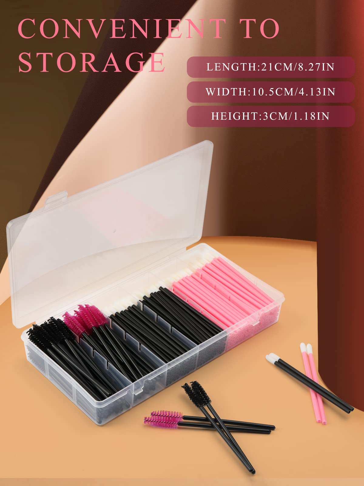 Yokilly 300PCS Disposable Mascara Wands Lip Wands Set,100Pcs Eyelash Brush/100Pcs Lip Brush/100PCS Micro Brushes,Makeup Tool Kit with Organizer Box Halalzen