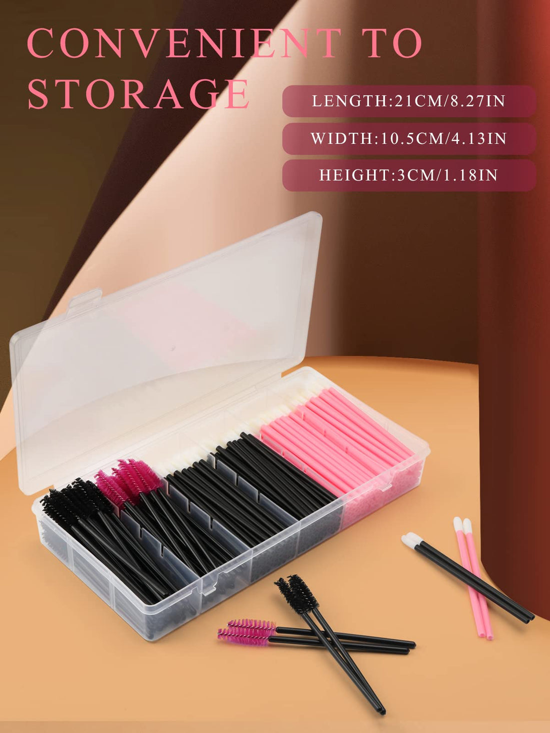 Yokilly 300PCS Disposable Mascara Wands Lip Wands Set,100Pcs Eyelash Brush/100Pcs Lip Brush/100PCS Micro Brushes,Makeup Tool Kit with Organizer Box Halalzen