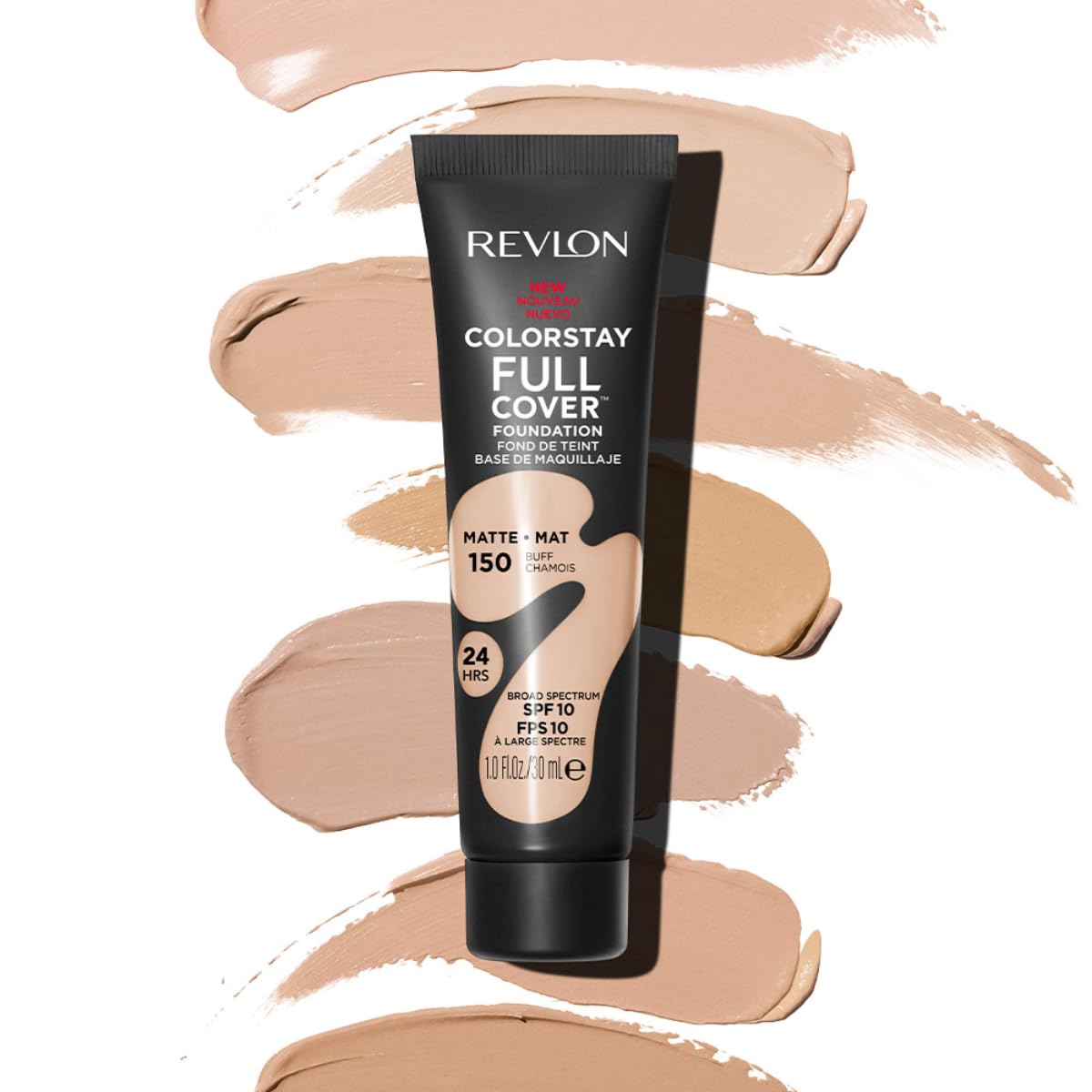 Revlon ColorStay Full Cover Longwear Matte Foundation, Heat & Sweat Resistant Lightweight Face Makeup, Buff (150), 30ml Halalzen