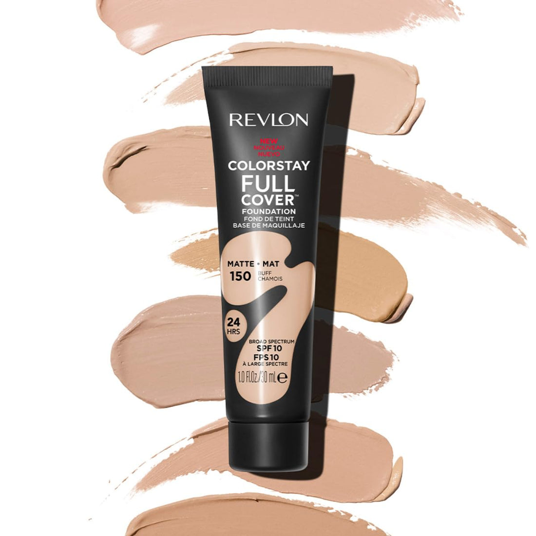 Revlon ColorStay Full Cover Longwear Matte Foundation, Heat & Sweat Resistant Lightweight Face Makeup, Buff (150), 30ml Halalzen