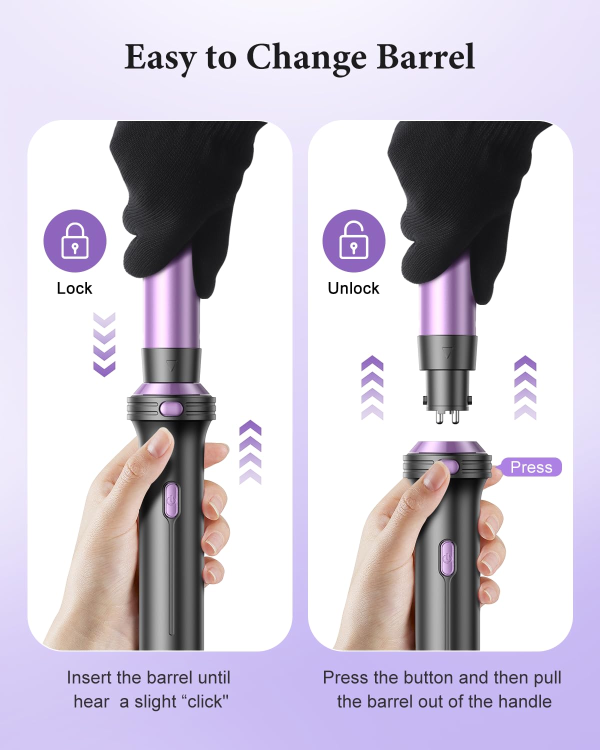 BESTOPE PRO 5 in 1 Hair Curling Wand, Hair Curler Set with Thermal Brush and Hair Straightener, 13 Temperature Control for All Hair Lengths, with Heat Resistant Mat, Glove, Clip, Purple Halalzen