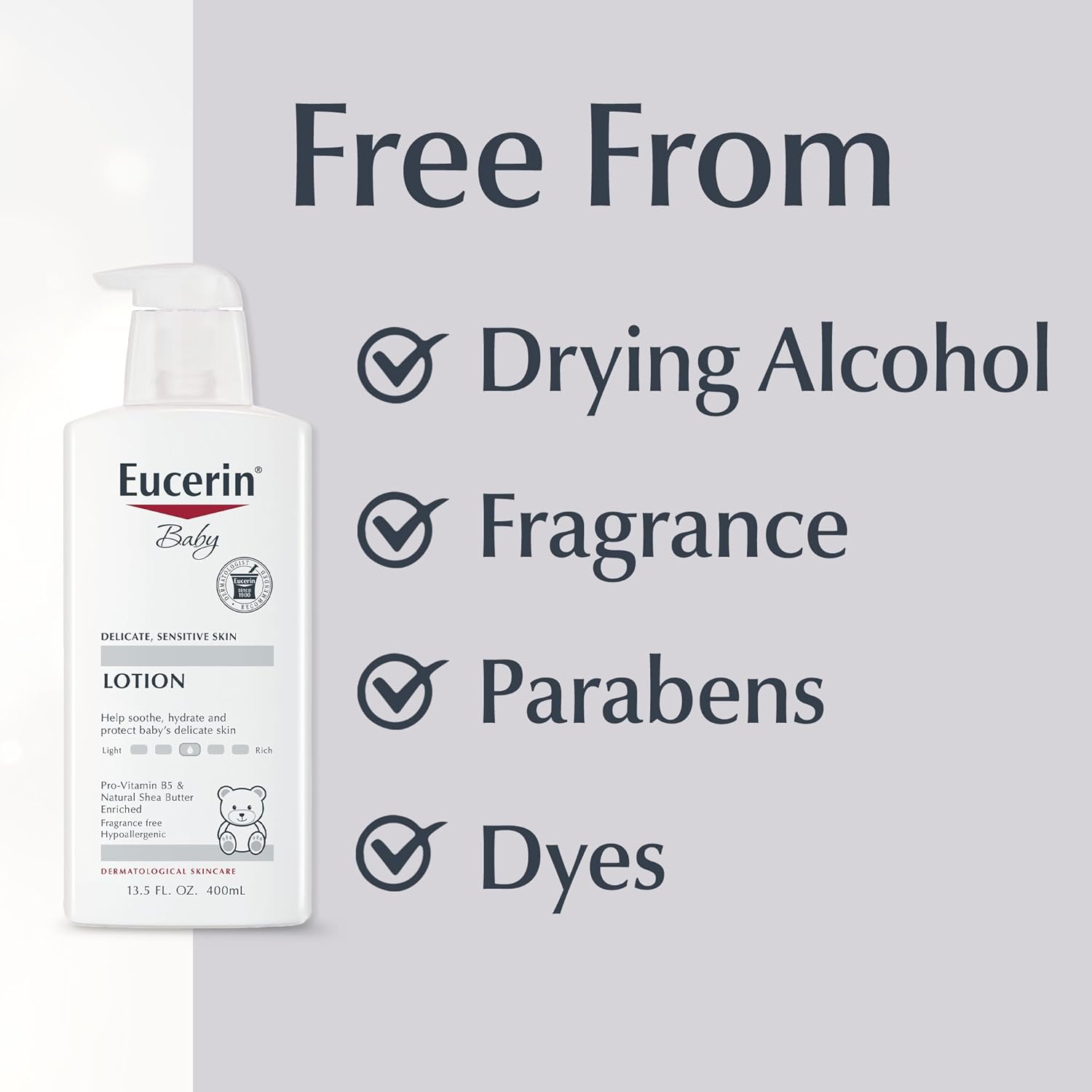 Eucerin Baby Body Lotion, Hypoallergenic and Fragrance Free Baby Lotion with Pro-Vitamin B5 and Shea Butter, 13.5 Fl Oz Bottle Halalzen
