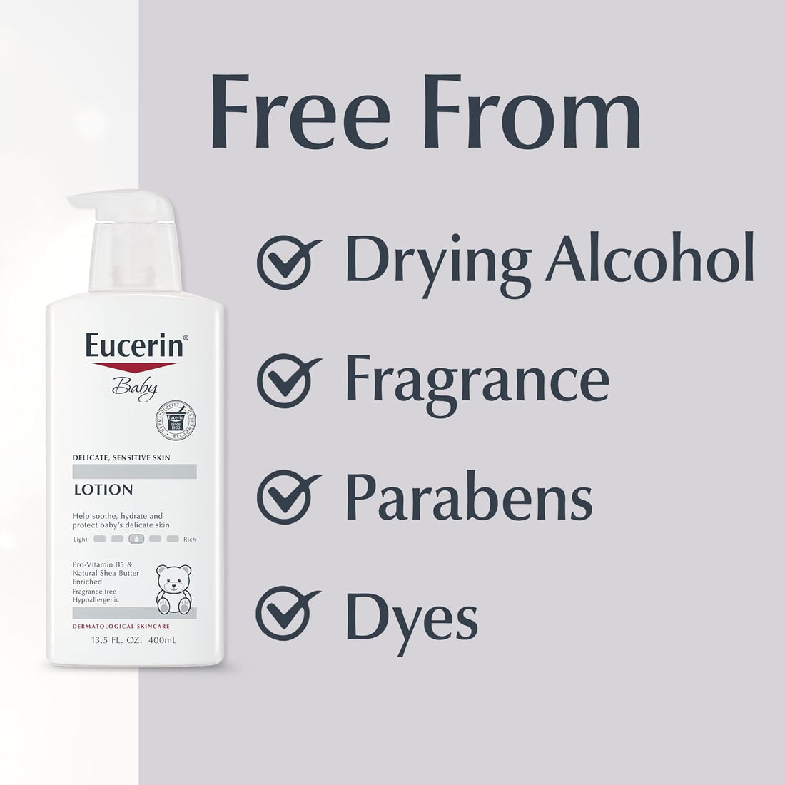 Eucerin Baby Body Lotion, Hypoallergenic and Fragrance Free Baby Lotion with Pro-Vitamin B5 and Shea Butter, 13.5 Fl Oz Bottle Halalzen