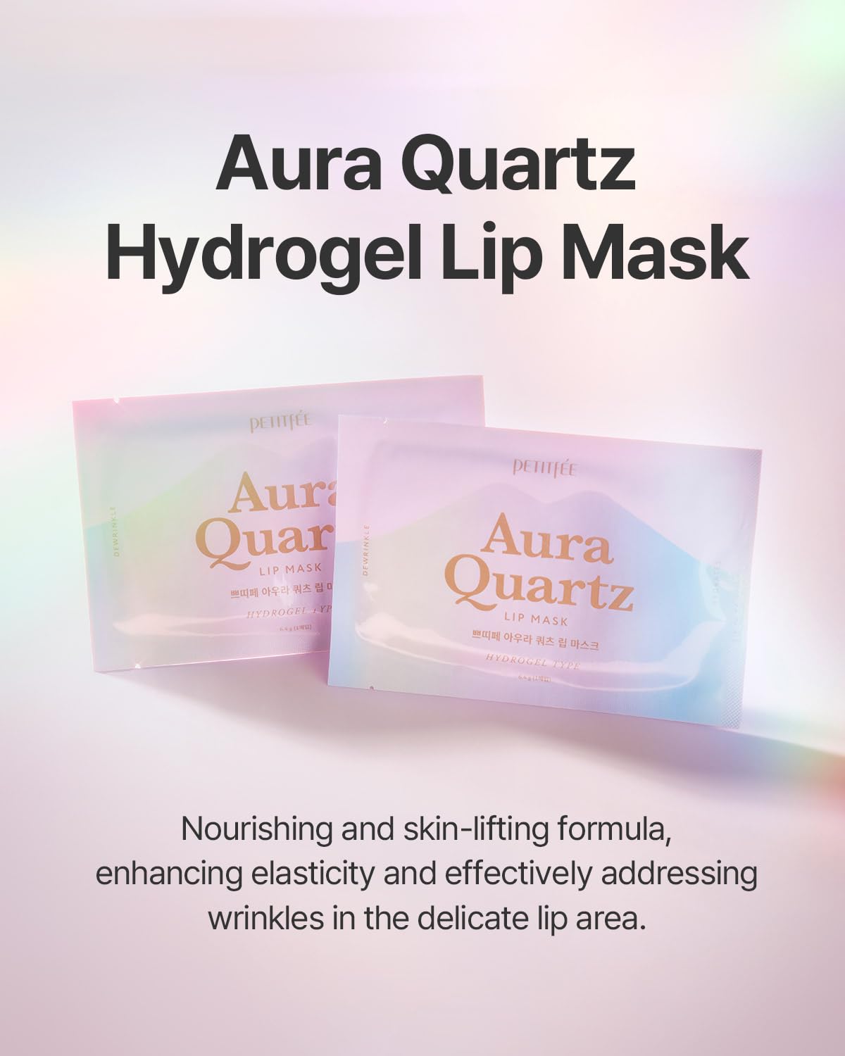 Aura Quartz Hydrogel Lip Mask 5ea - Moisturizing Lip Mask with Retinol, Peptide, Collagen, PDRN, Bakuchiol, Anti-aging Lip Care for Dry Lips, Reduces Laugh Lines, Smooth and Plump Lips Halalzen